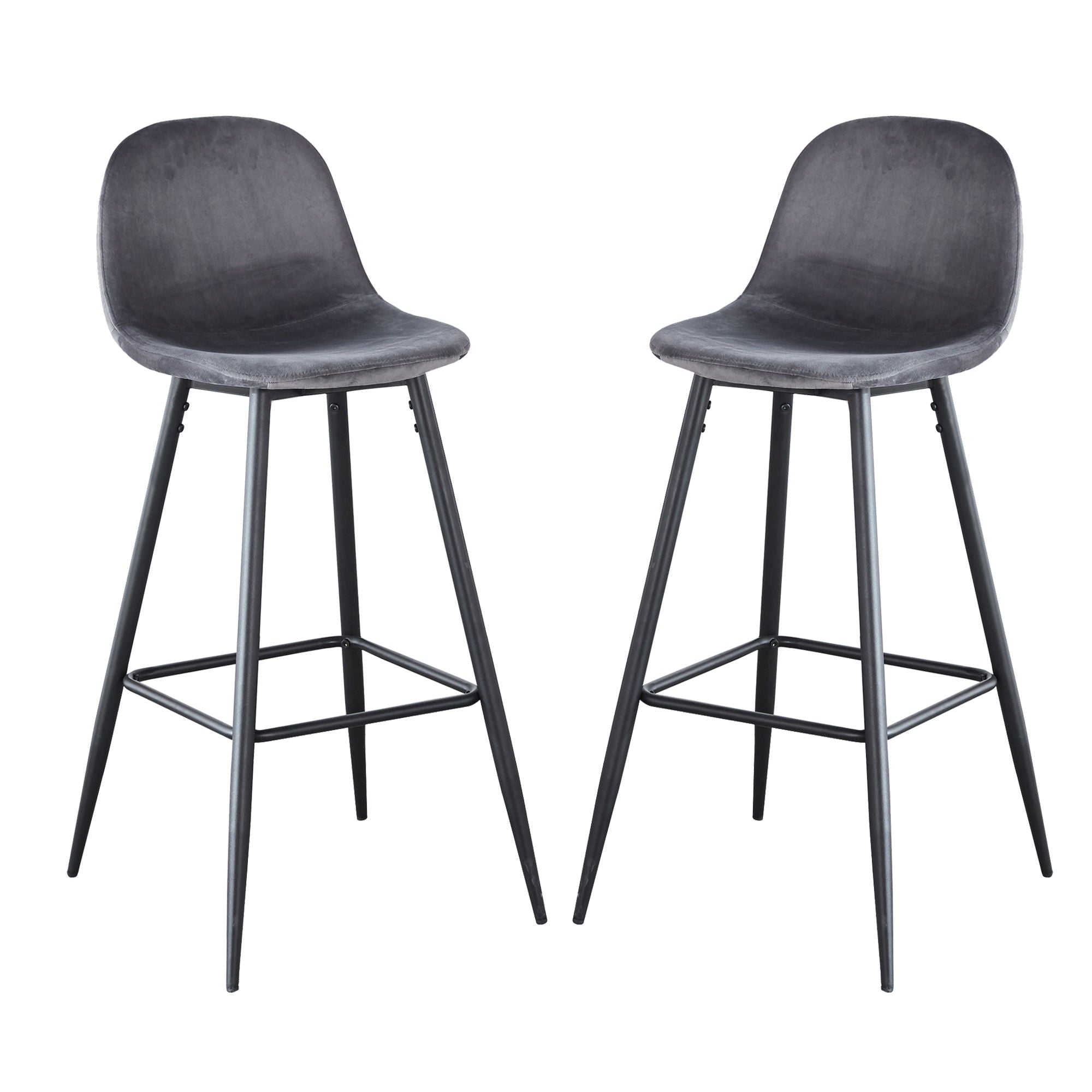 Velvet Barstool With Back (Set of 2)