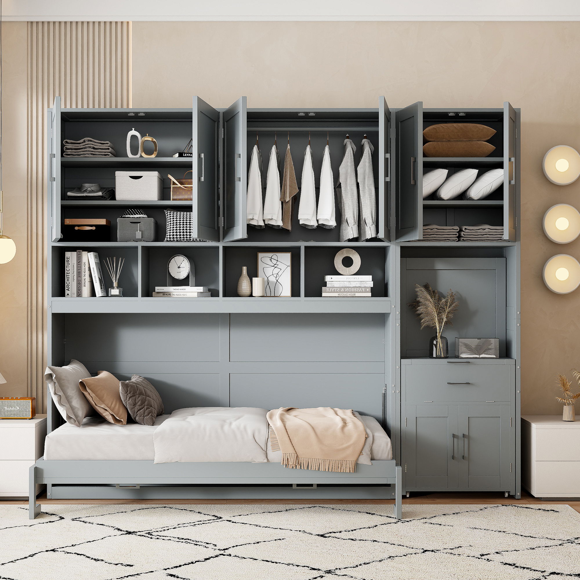 Murphy Wall Bed With Closet, Drawers & Desk