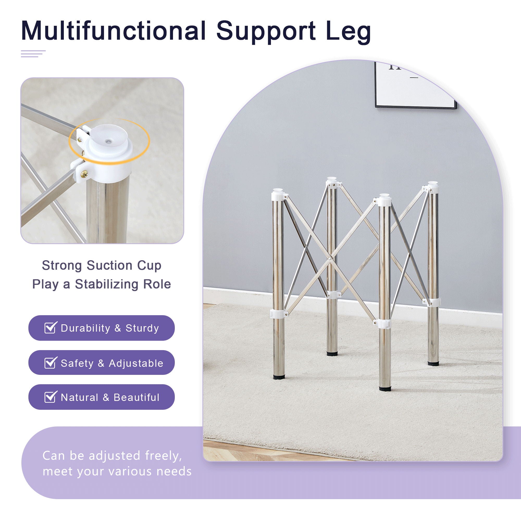 Simple Silver Stainless Steel Folding Table Frame Multifunctional Space Saving Design.Separate Folding Table Legs That Can Be Paired With Various Sizes And Styles Of Tabletops - Silver - Best Buy Furniture