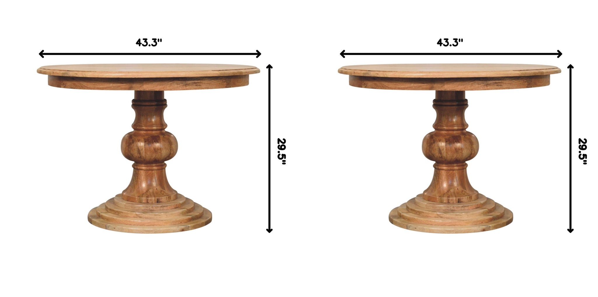 Round Turned Dining Table - Oak
