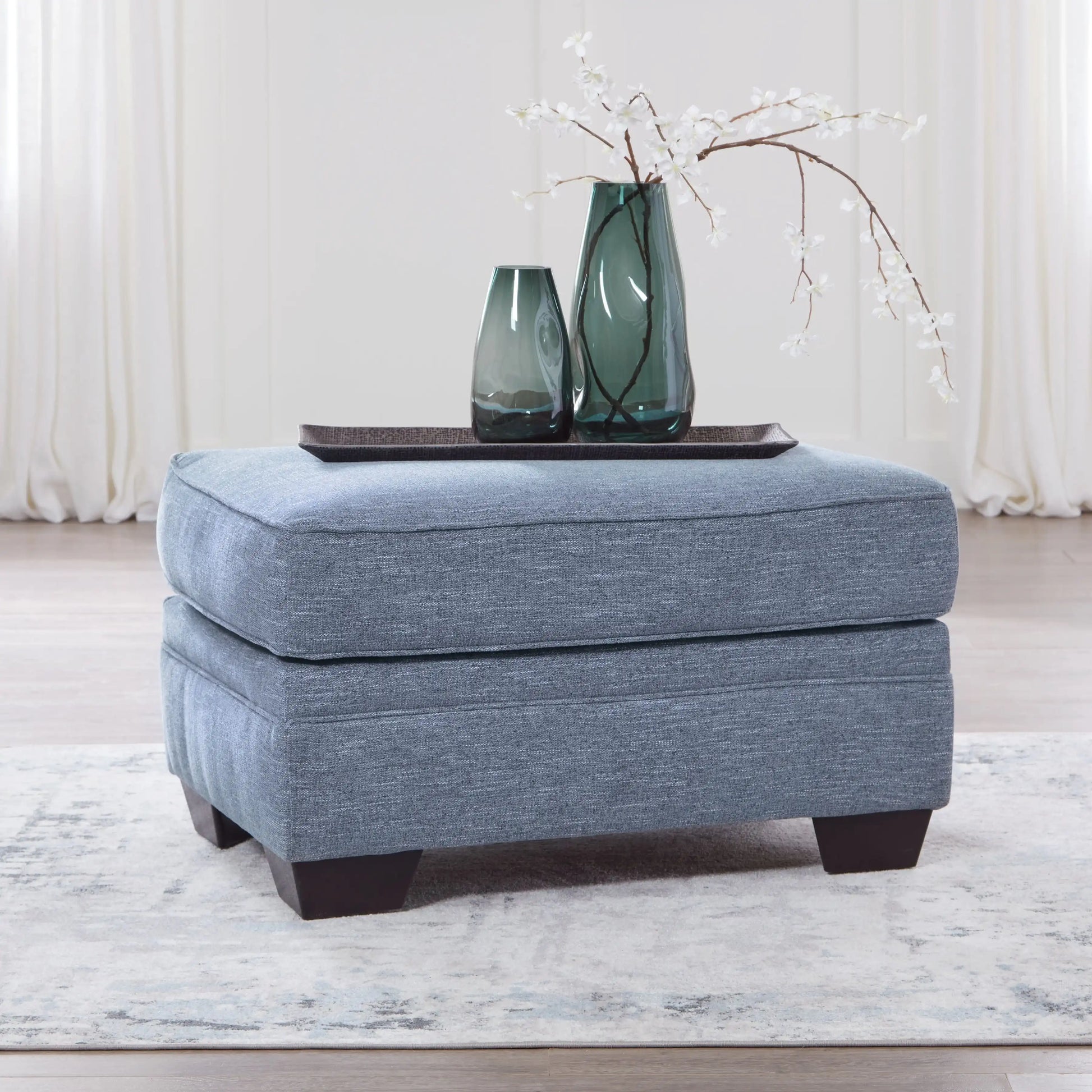Carissa Manor - Ottoman - Denim - Best Buy Furniture