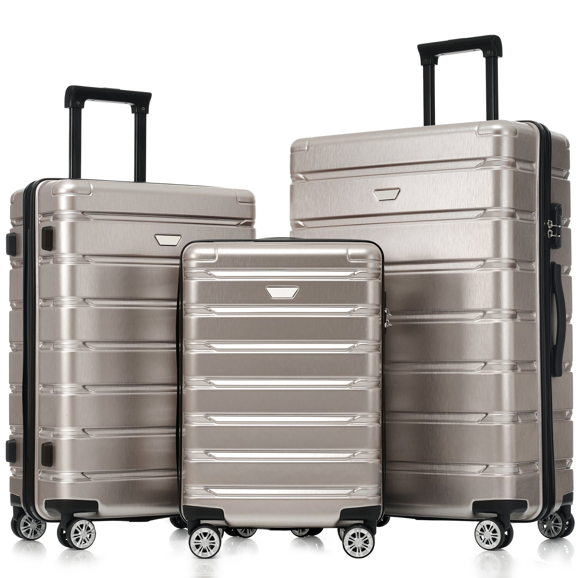 Hardshell Luggage Set 3 Piece, Durable ABS+PC Travel Suitcase with Spinner Wheels