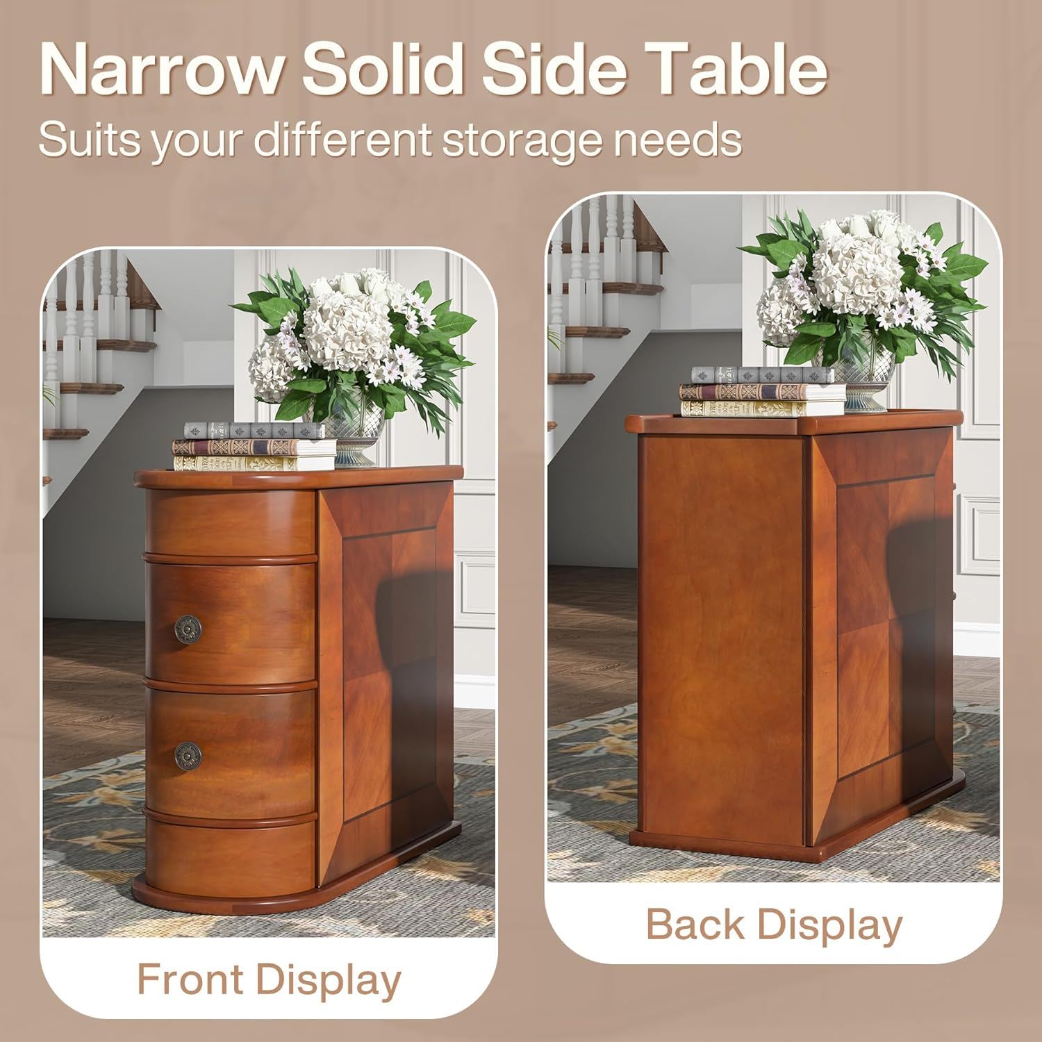 Narrow 2 Drawer End Table