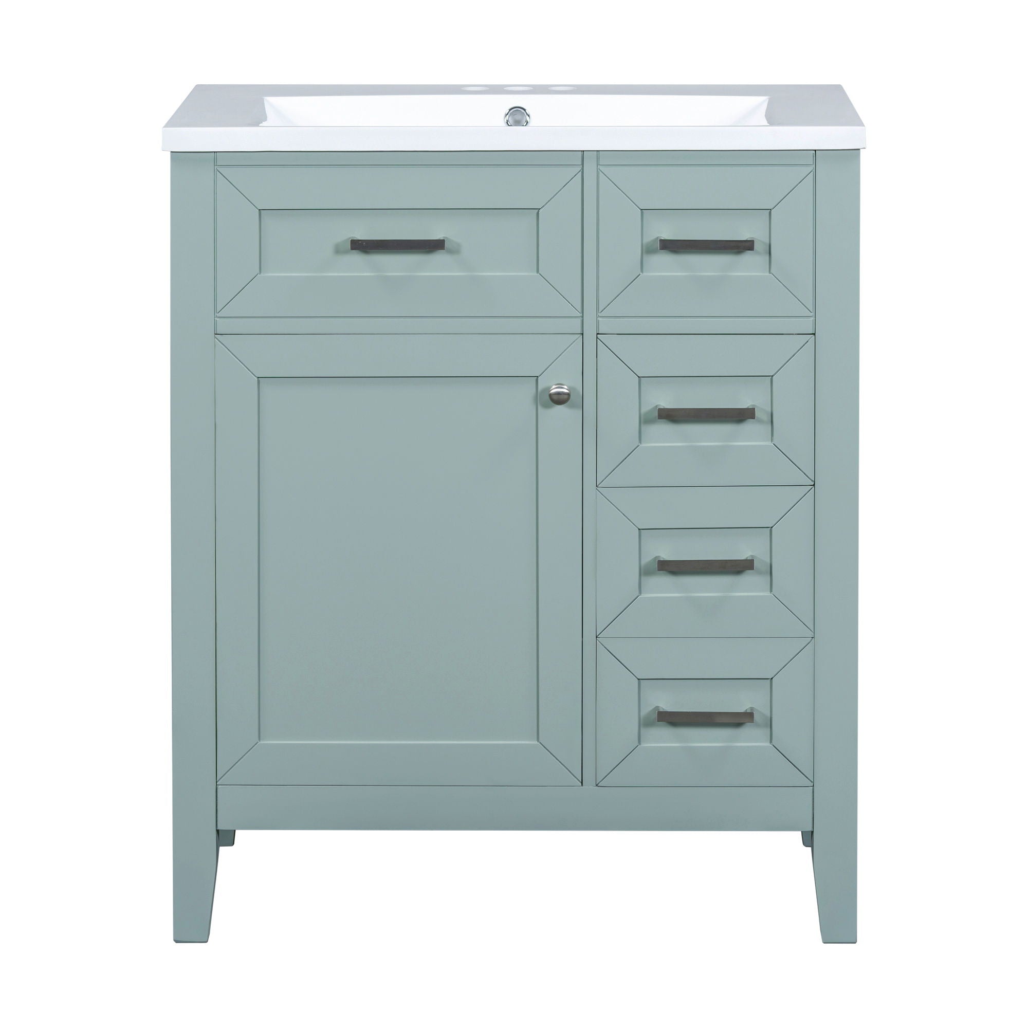 30" Bathroom Vanity With Sink Combo, Bathroom Cabinet With Drawers - Green