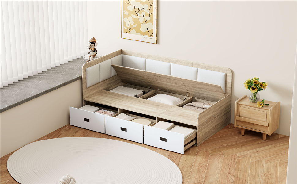 Daybed With 3 Drawers And 3 Storage Compartments