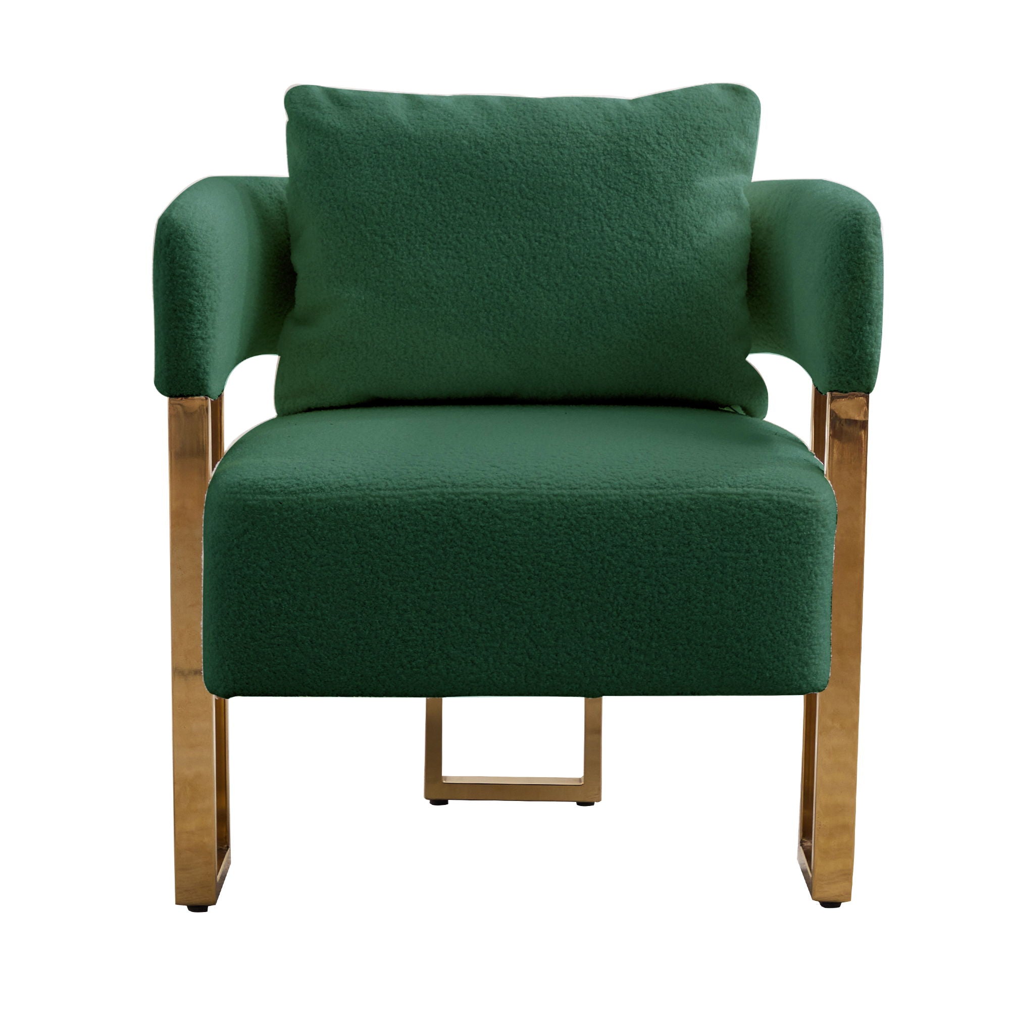 Modern Decorative Chair Teddy Fleece Upholstered And Metal Foot