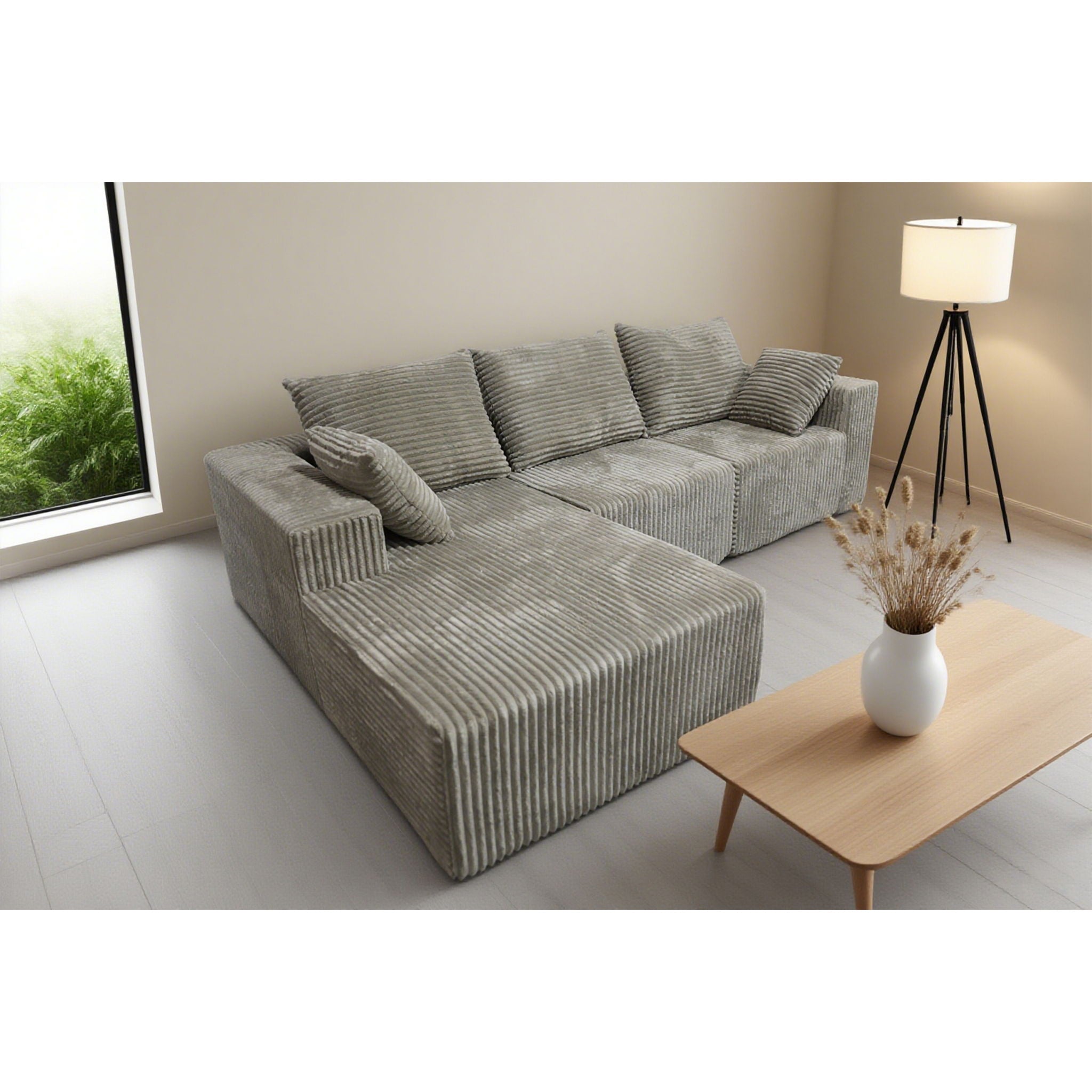 Corner Combination Sofa Sectional Couch With Soft Plush Fabric