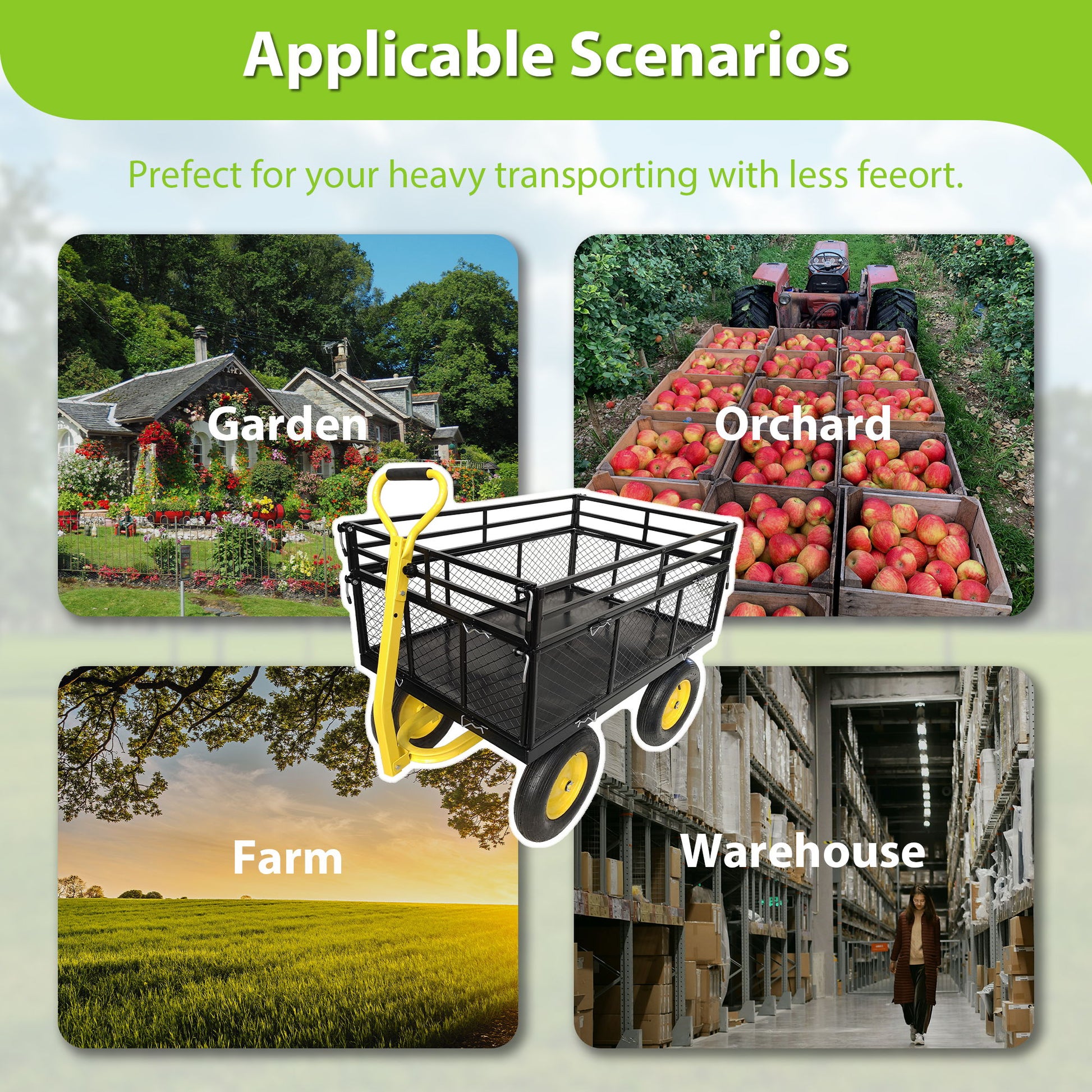 Steel Garden Cart, Heavy Duty 1400 Lbs Capacity, With Removable Mesh Sides To Convert Into Flatbed, Utility Metal Wagon With 2-In-1 Handle And 16 In Tires, Perfect For Garden, Farm, Yard - Black - Best Buy Furniture