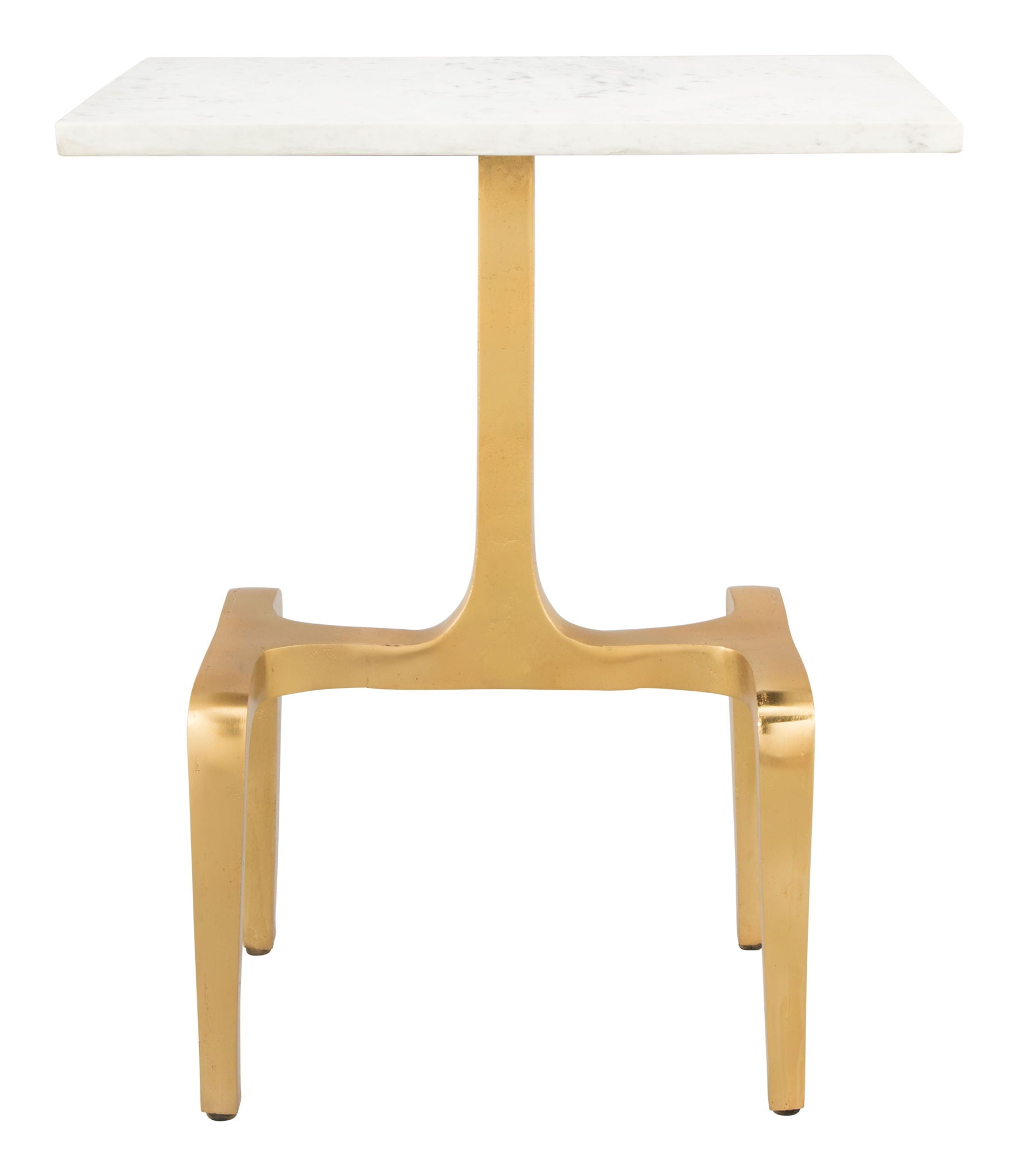 Clement - Marble Side Table - White & Gold