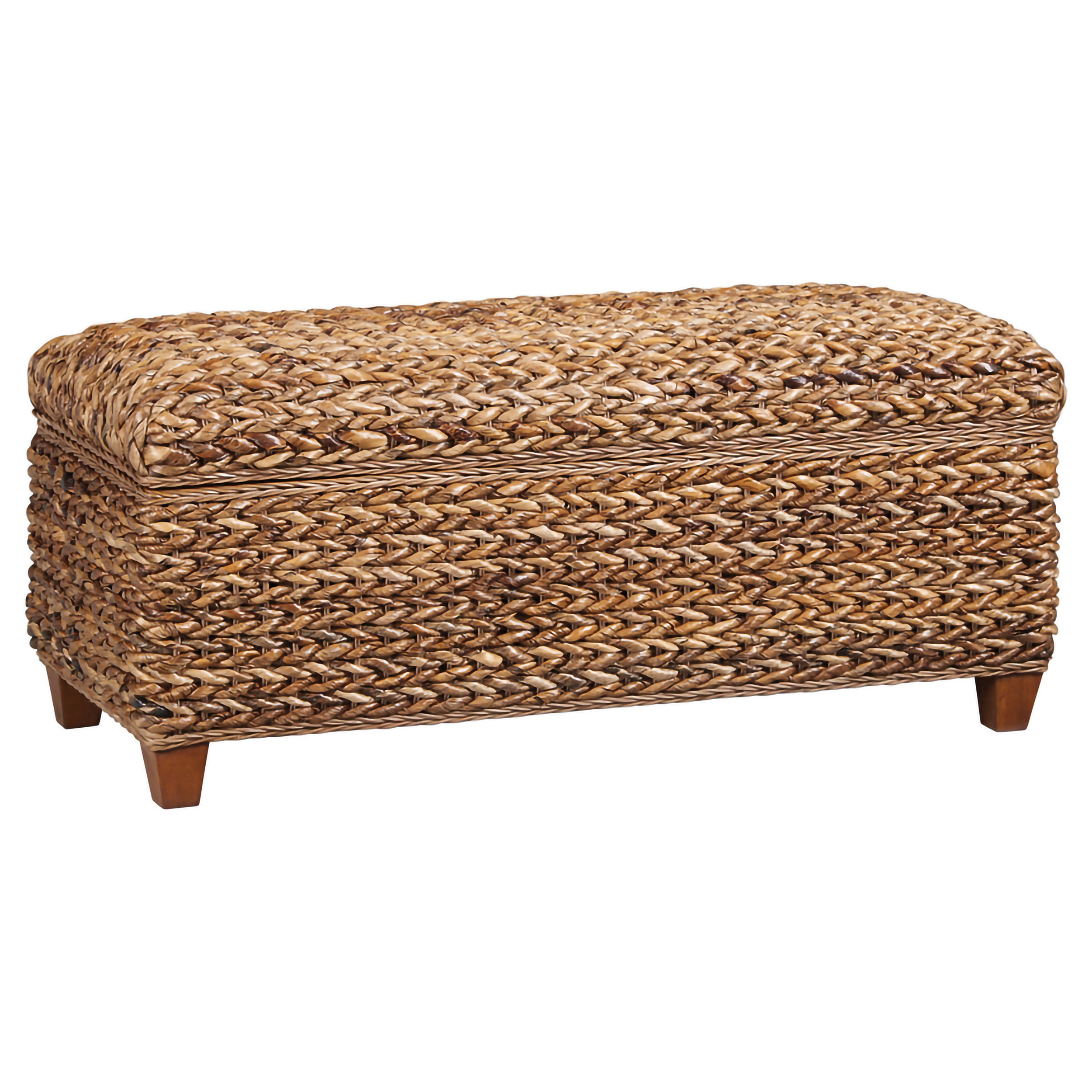 Laughton Hand-Woven Banana Leaf Storage Bench Amber-CoasterEssence
