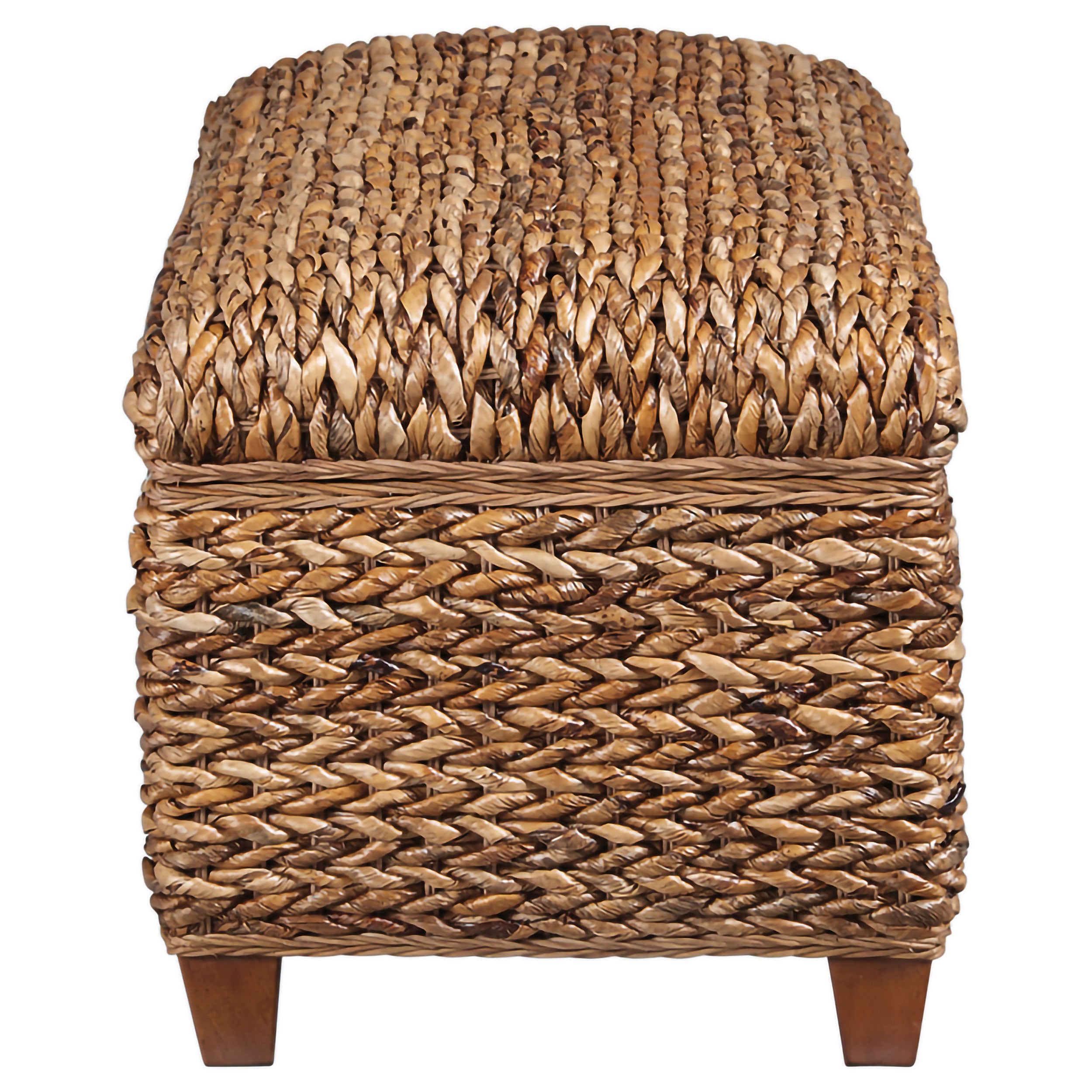 Laughton Hand-Woven Banana Leaf Storage Bench Amber-CoasterEssence