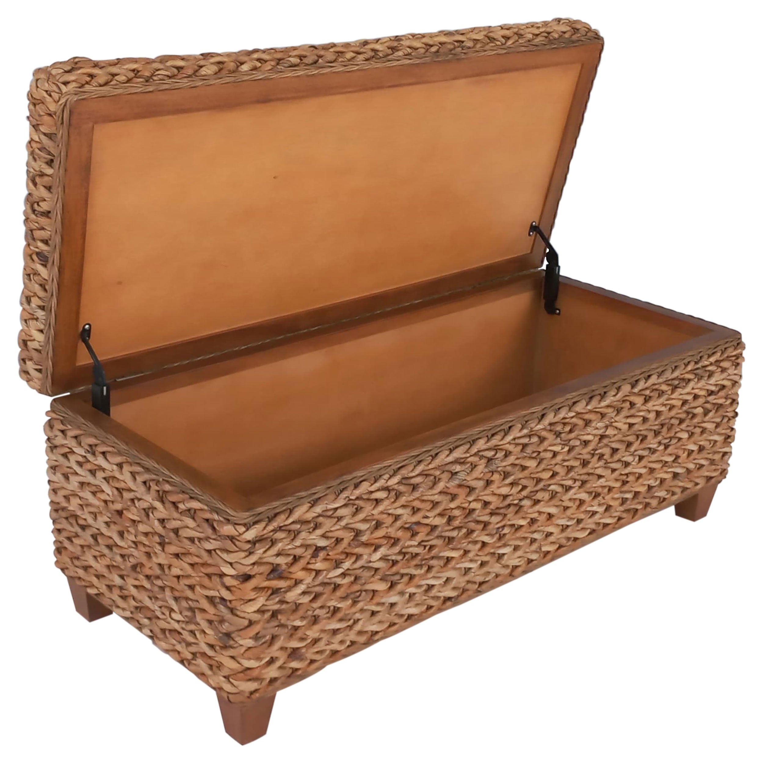 Laughton Hand-Woven Banana Leaf Storage Bench Amber-CoasterEssence