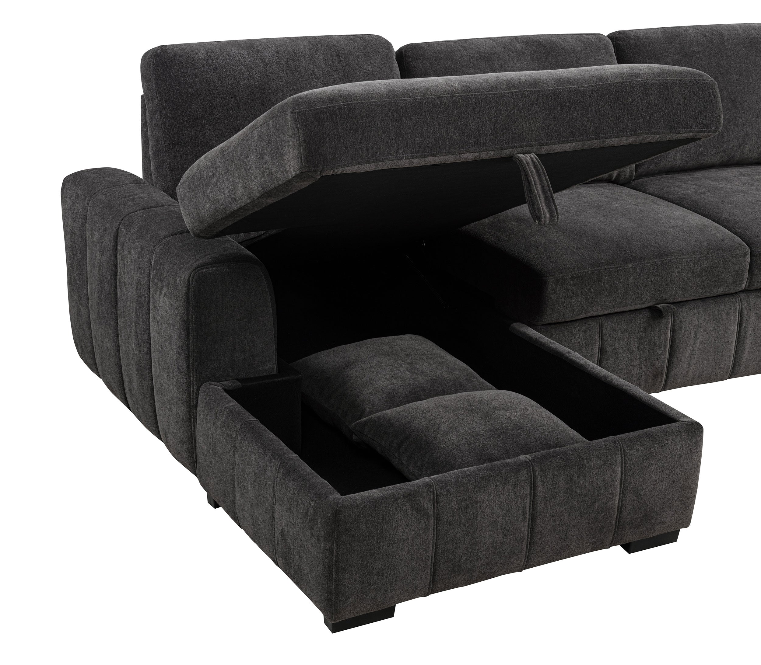 Pastrana Upholstered Sleeper Sectional Sofa LAF Chaise Grey-
