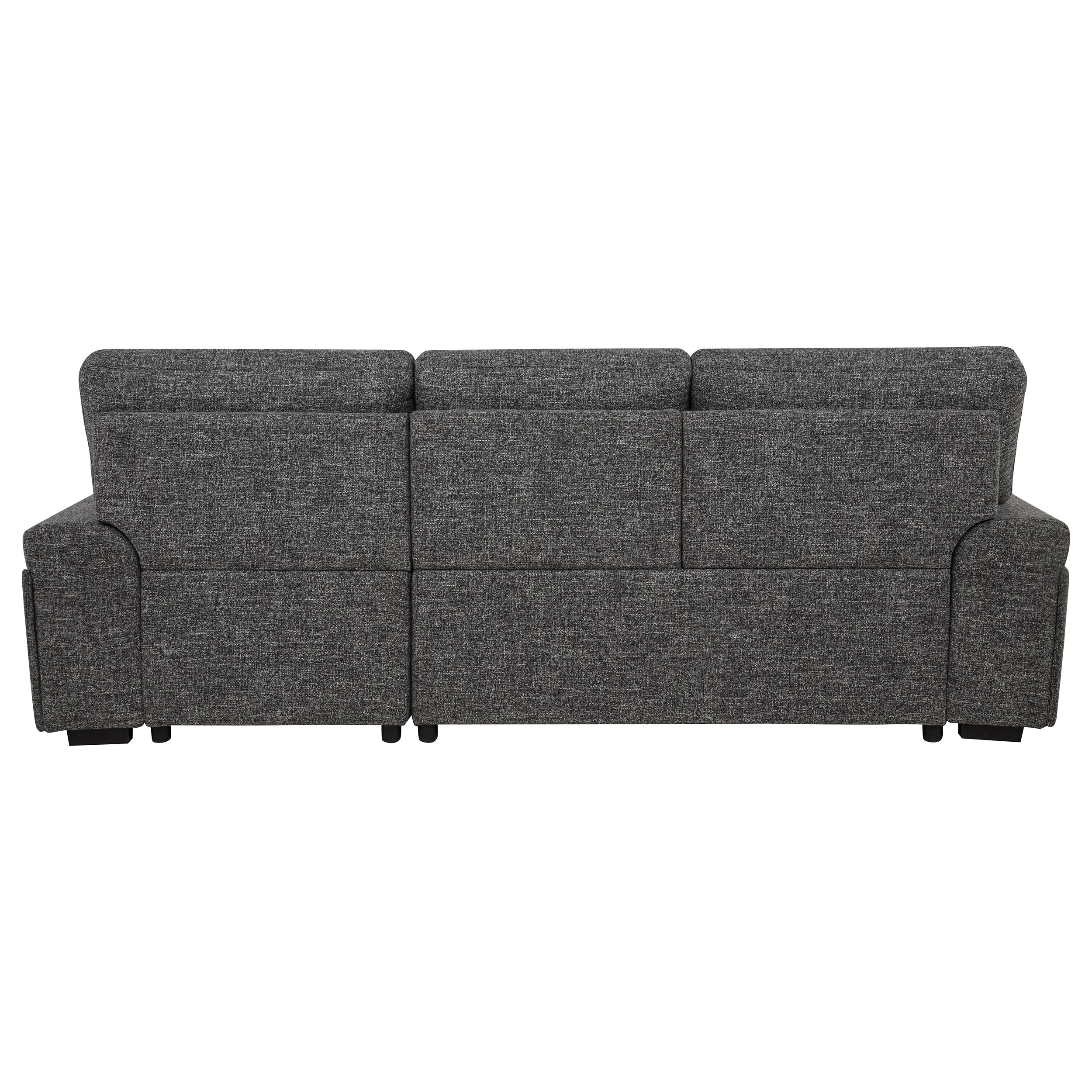 Demko Sleeper Sectional Sofa with Speaker and Storage Chaise Granite-