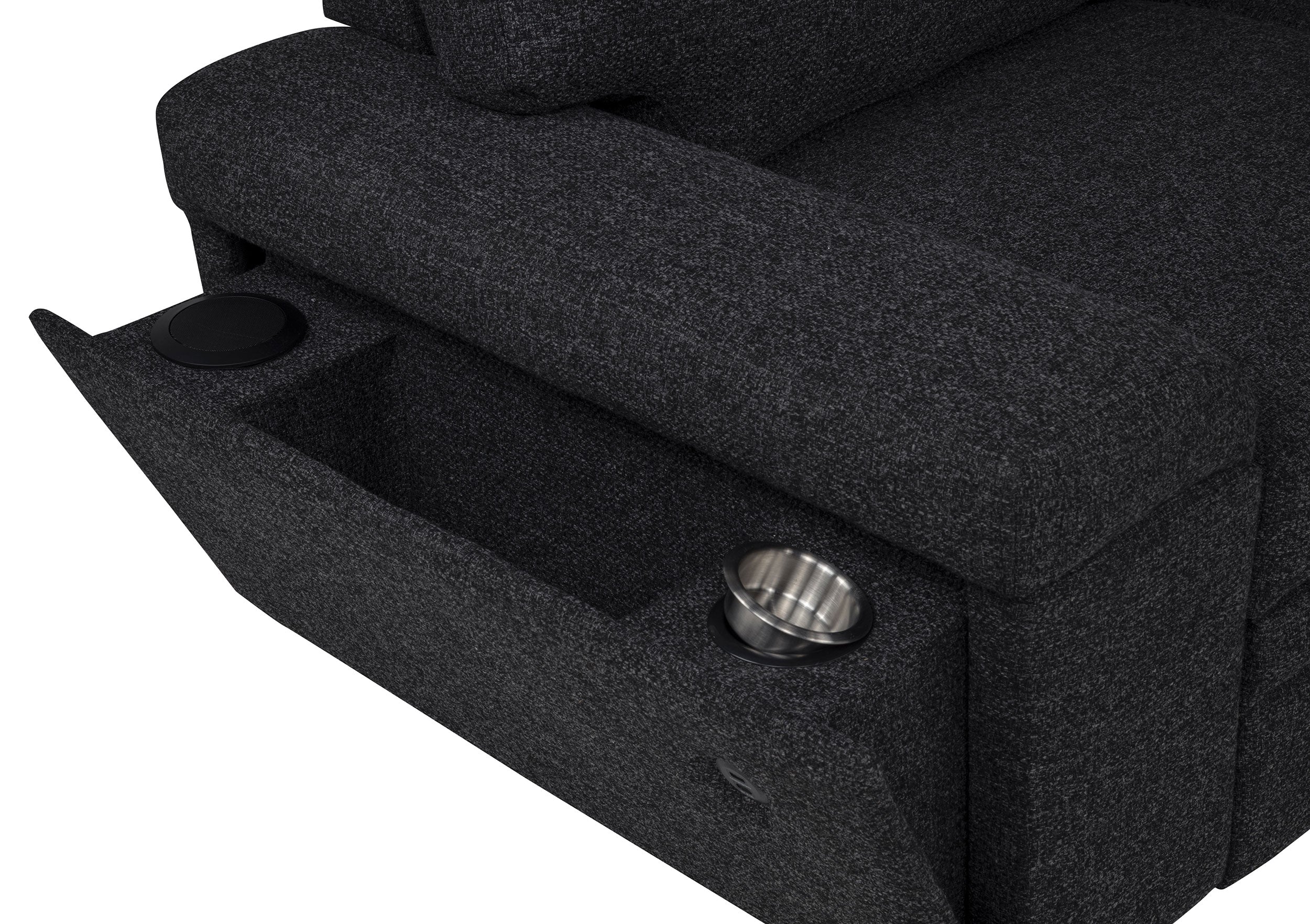 Demko Sleeper Sectional Sofa with Speaker and Storage Chaise Black-