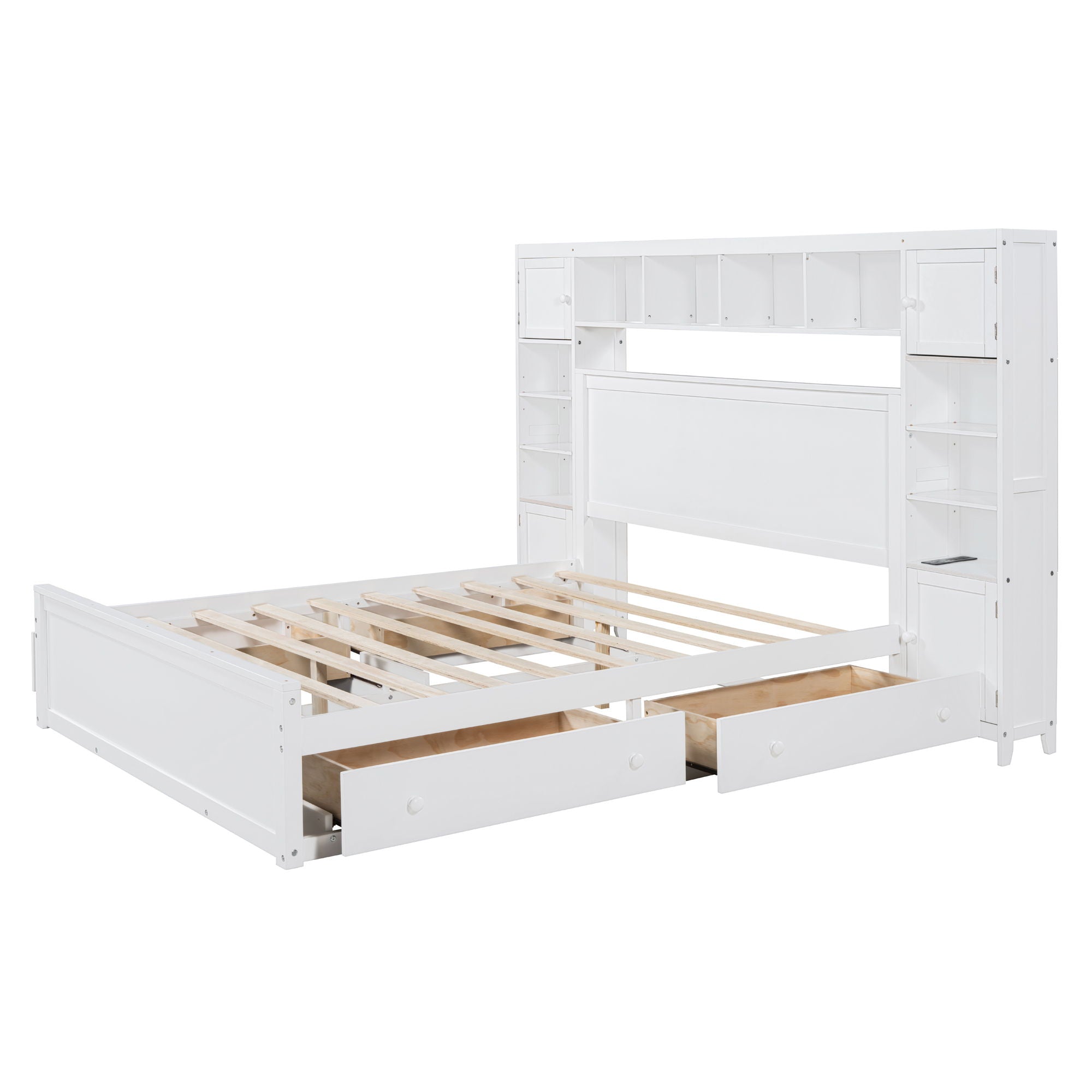 Bed With All In One Cabinet, Shelf And Sockets