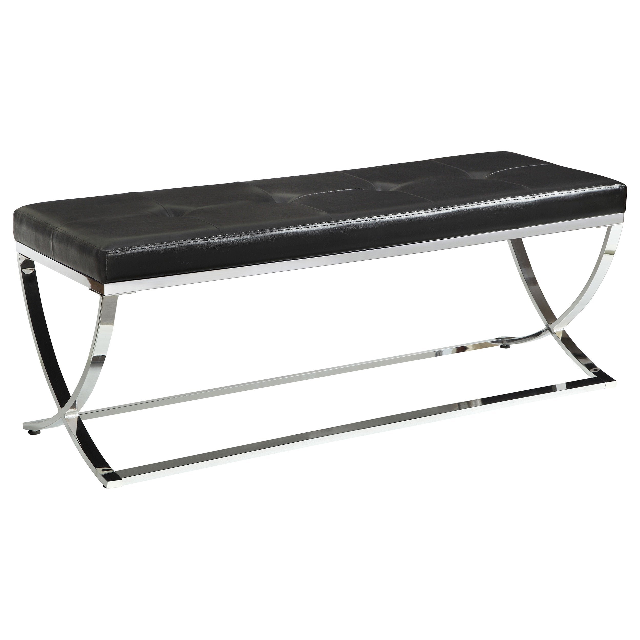 Walton Leatherette Upholstered Tufted Accent Bench Black-CoasterEssence