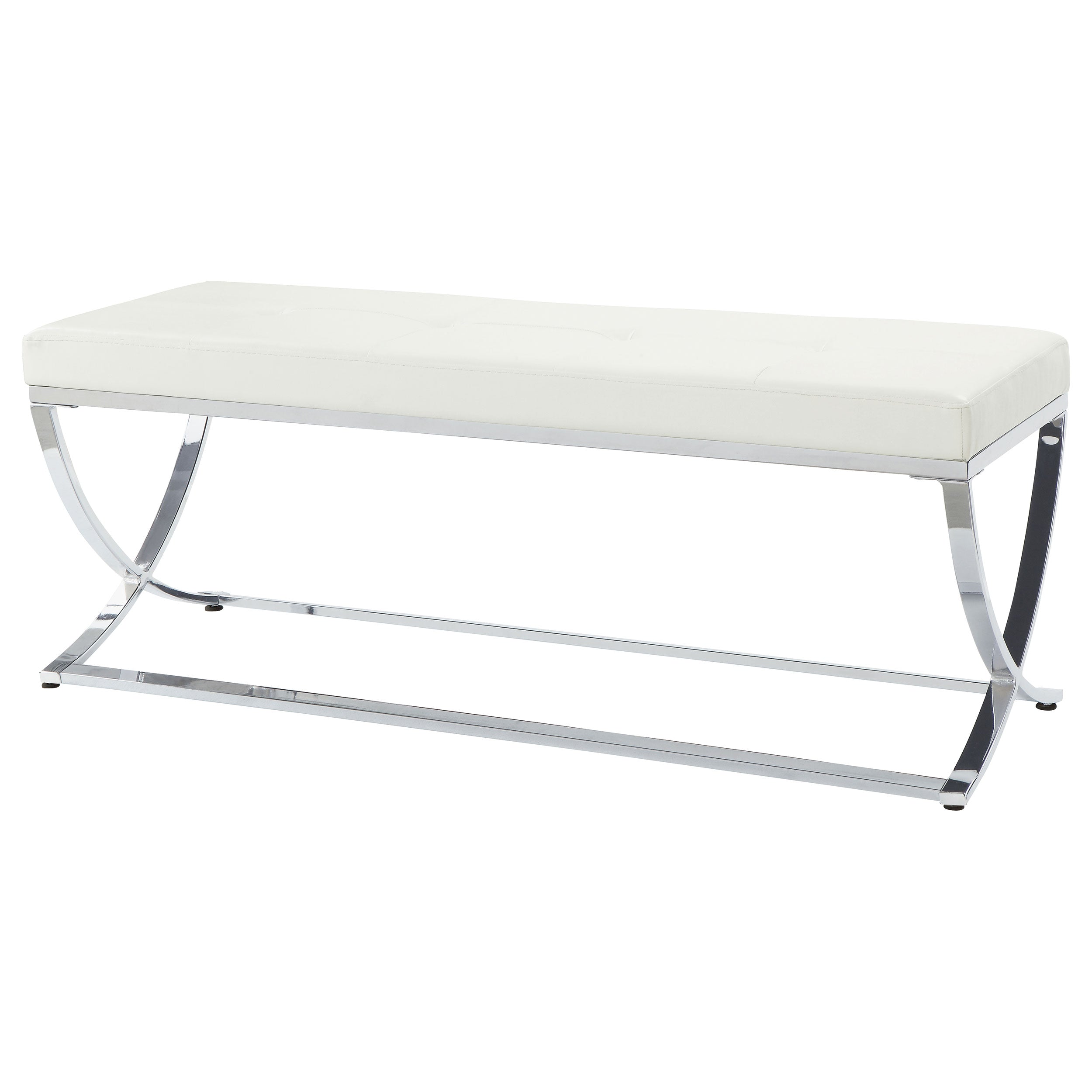 Walton Leatherette Upholstered Tufted Accent Bench White-CoasterEssence