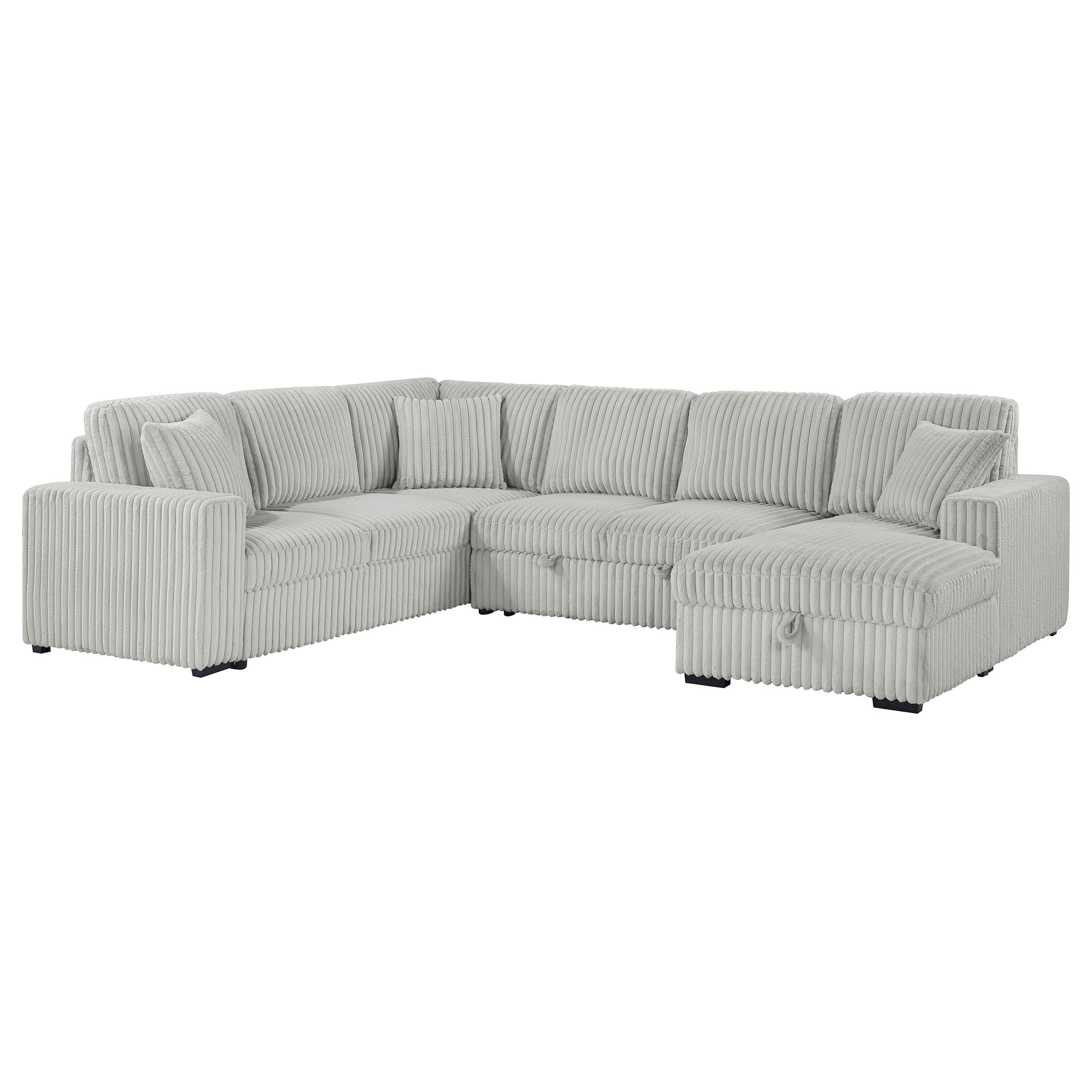 Devonshire Sleeper Sectional Sofa Storage Chaise Grey-