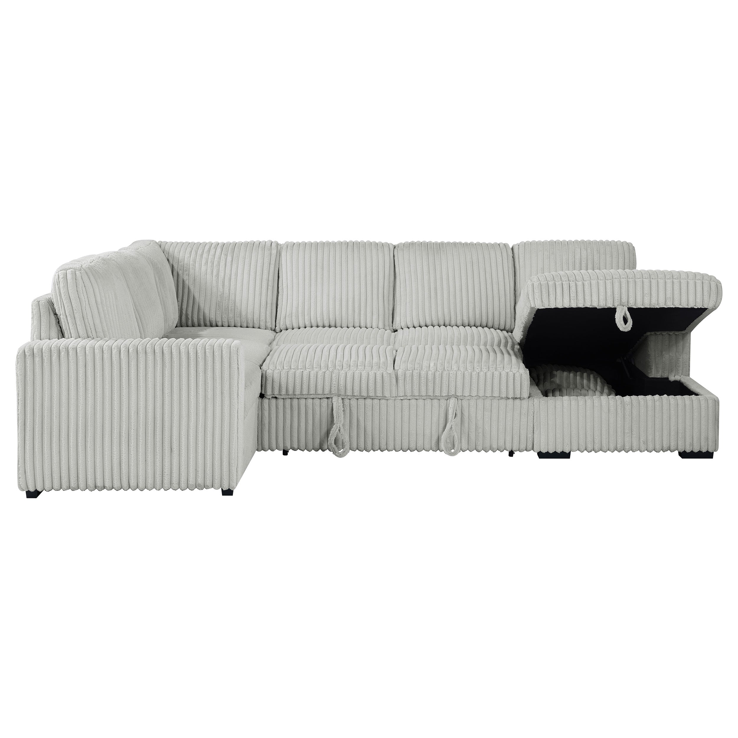 Devonshire Sleeper Sectional Sofa Storage Chaise Grey-