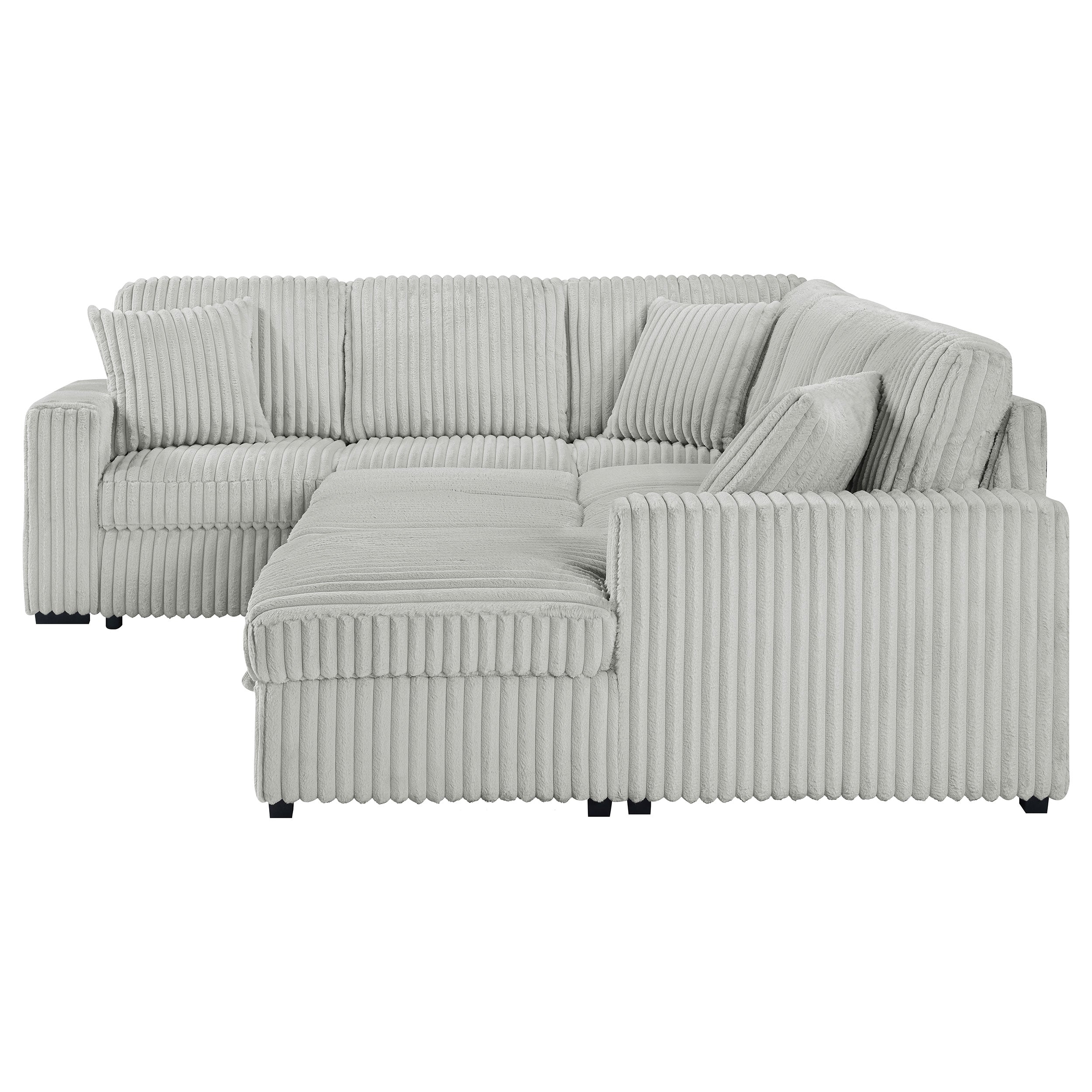 Devonshire Sleeper Sectional Sofa Storage Chaise Grey-