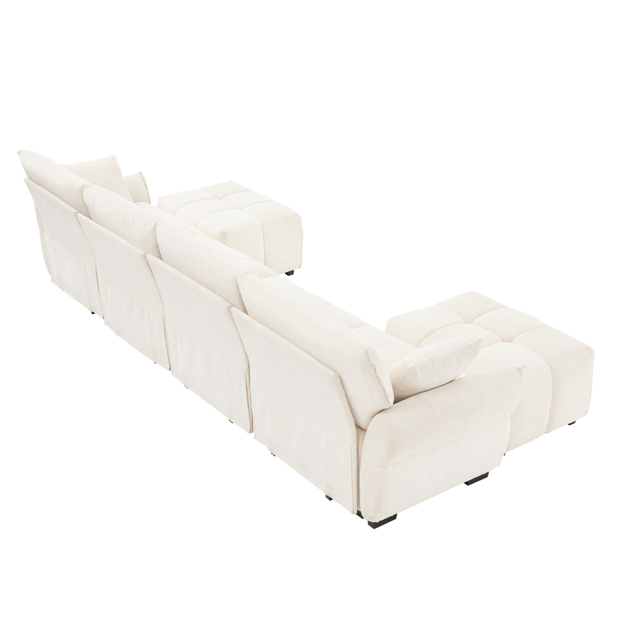 Sofa Set With Ottoman And Pillows, Textured, High Resilience Cushions