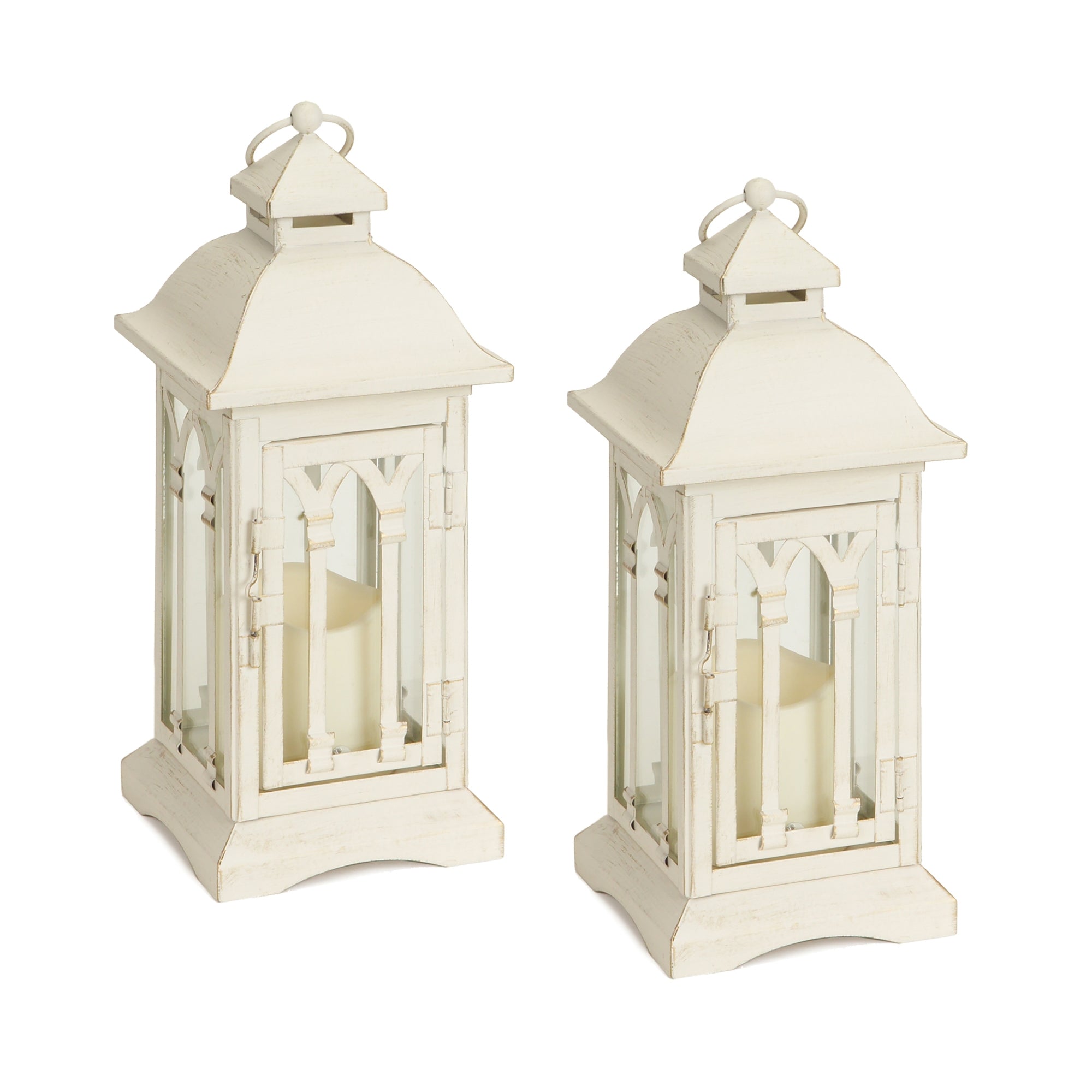 Ivory-Metal-Lantern-with-LED-Candle-(Set-of-2)-Outdoor-Lighting