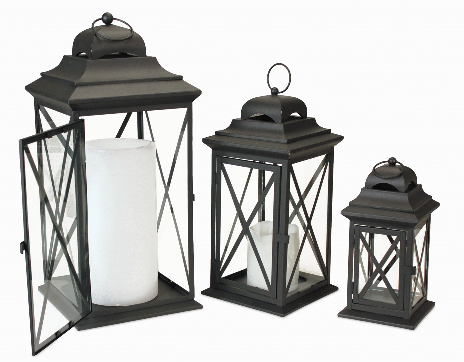 Iron-Metal-Floor-Lantern-(Set-of-3)-Outdoor-Lighting