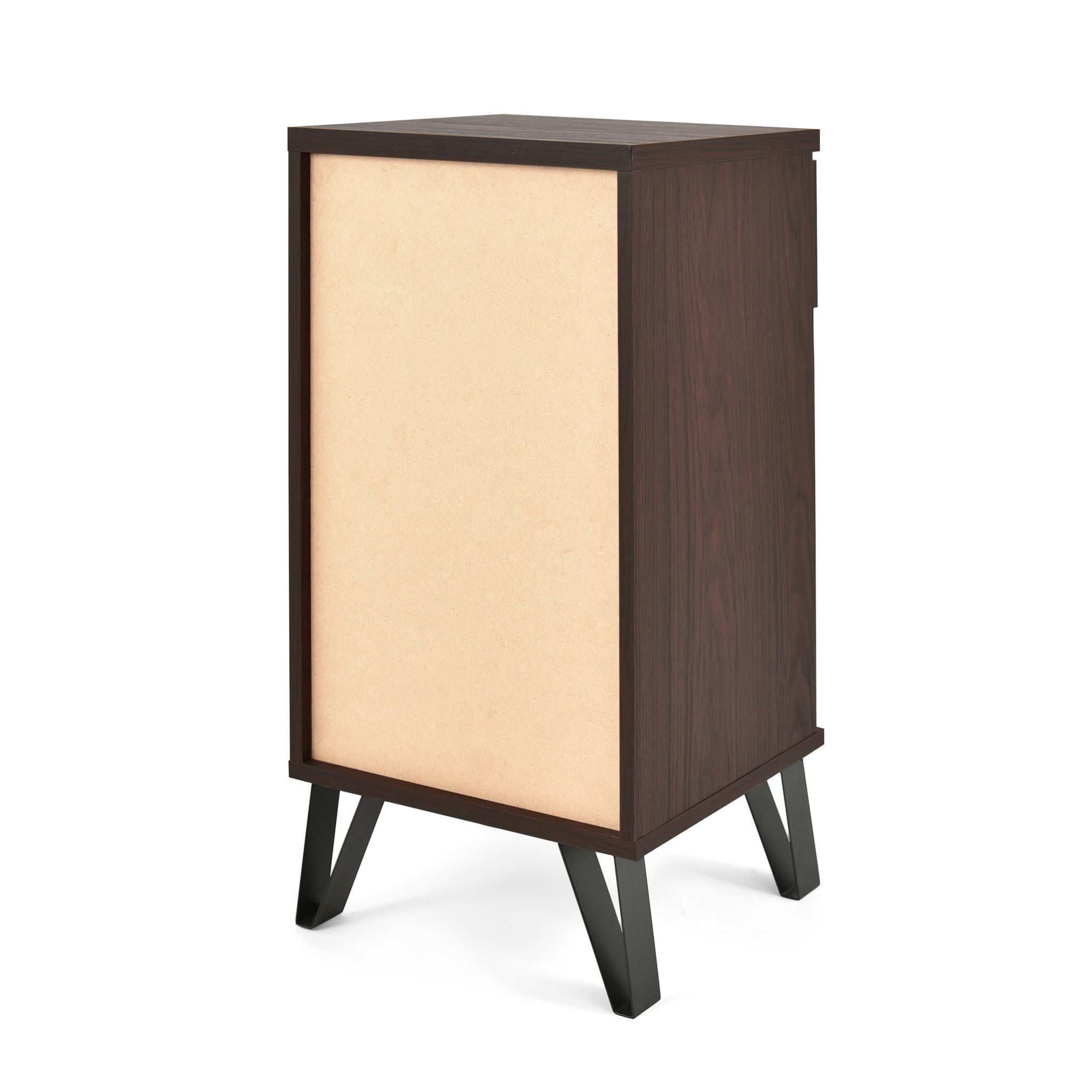 Modern Industrial Tall End Table With Drawer And Shelf - Walnut