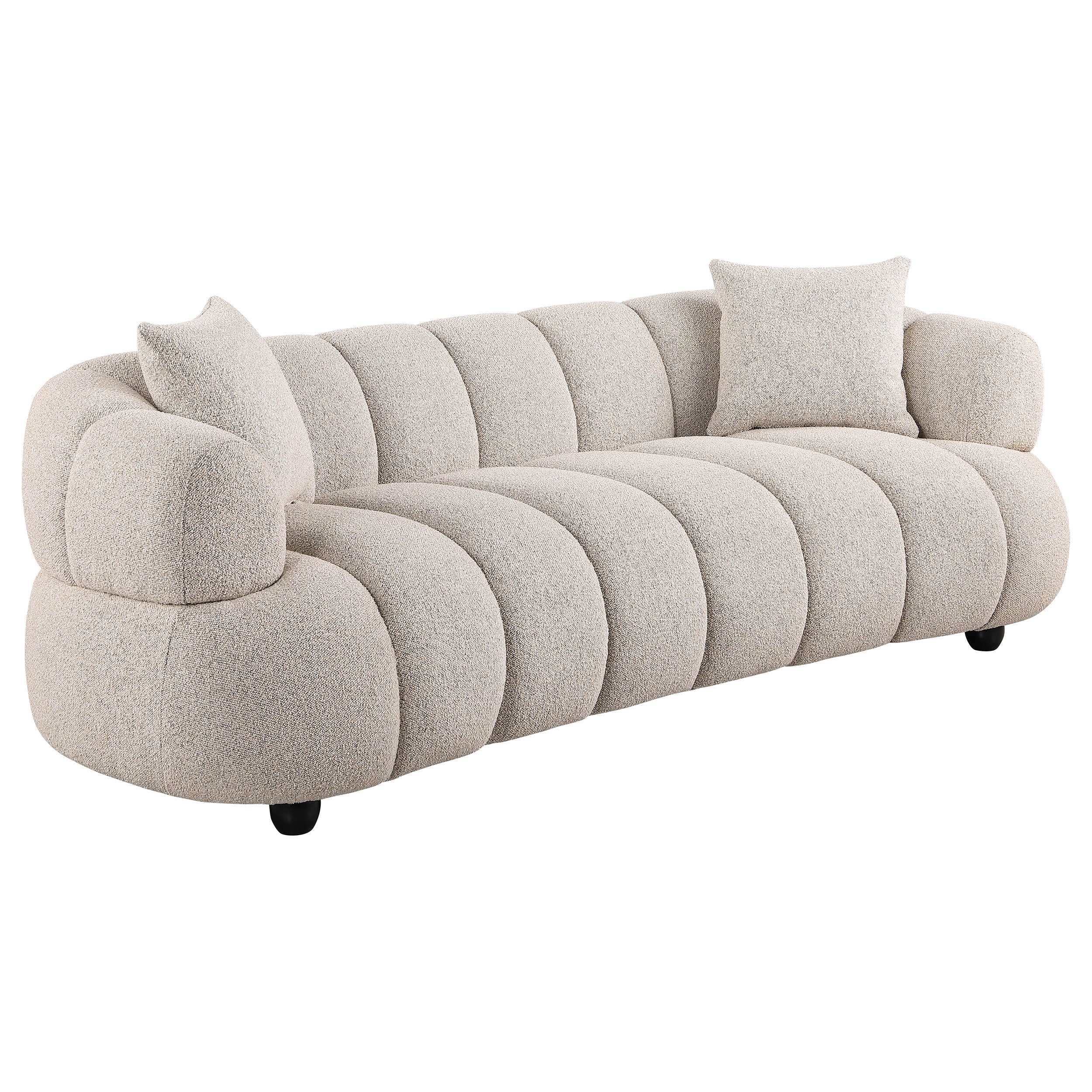 Whitney Contemporary Channel Tufted Boucle Upholstered Sofa-