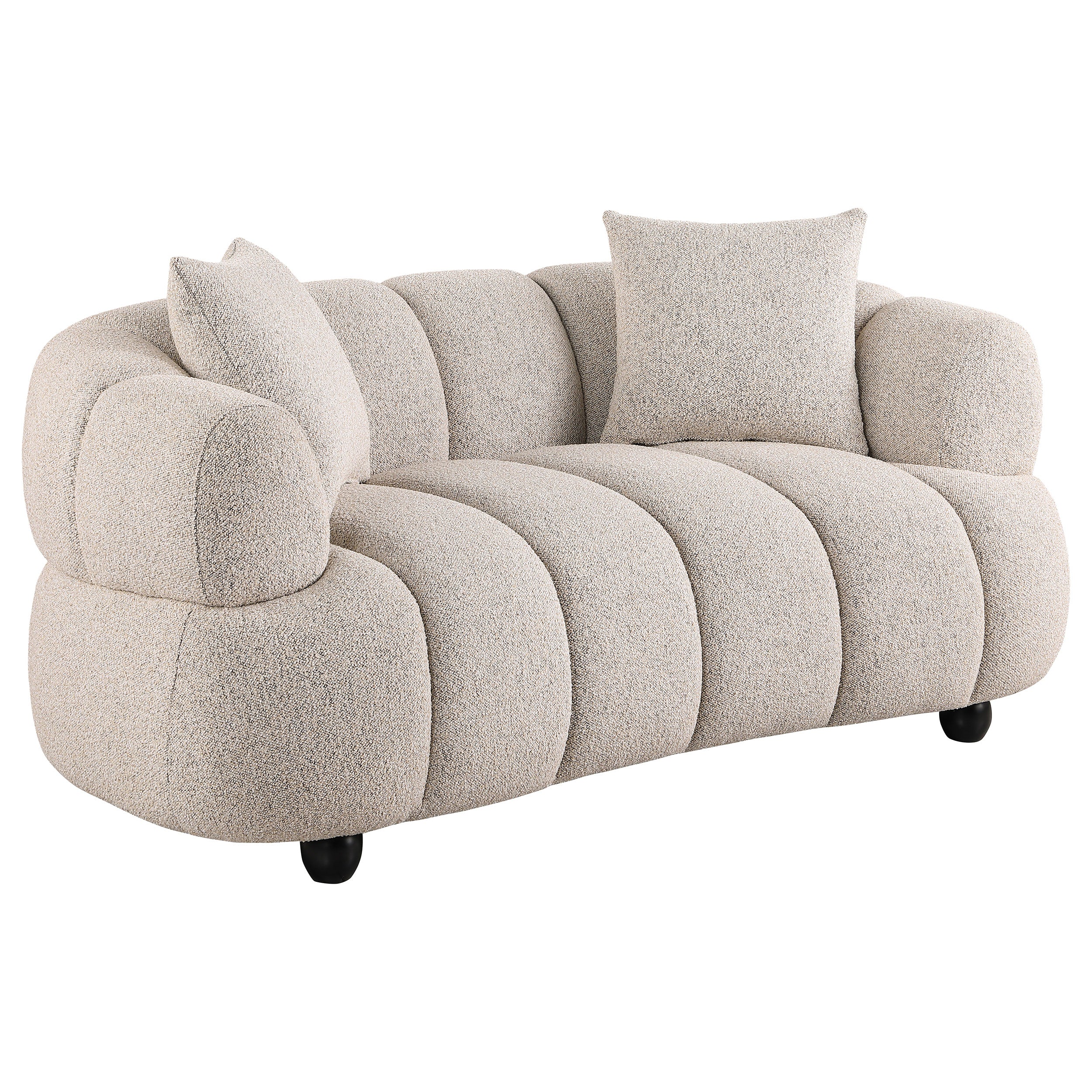 Whitney Contemporary Channel Tufted Boucle Upholstered Loveseat-