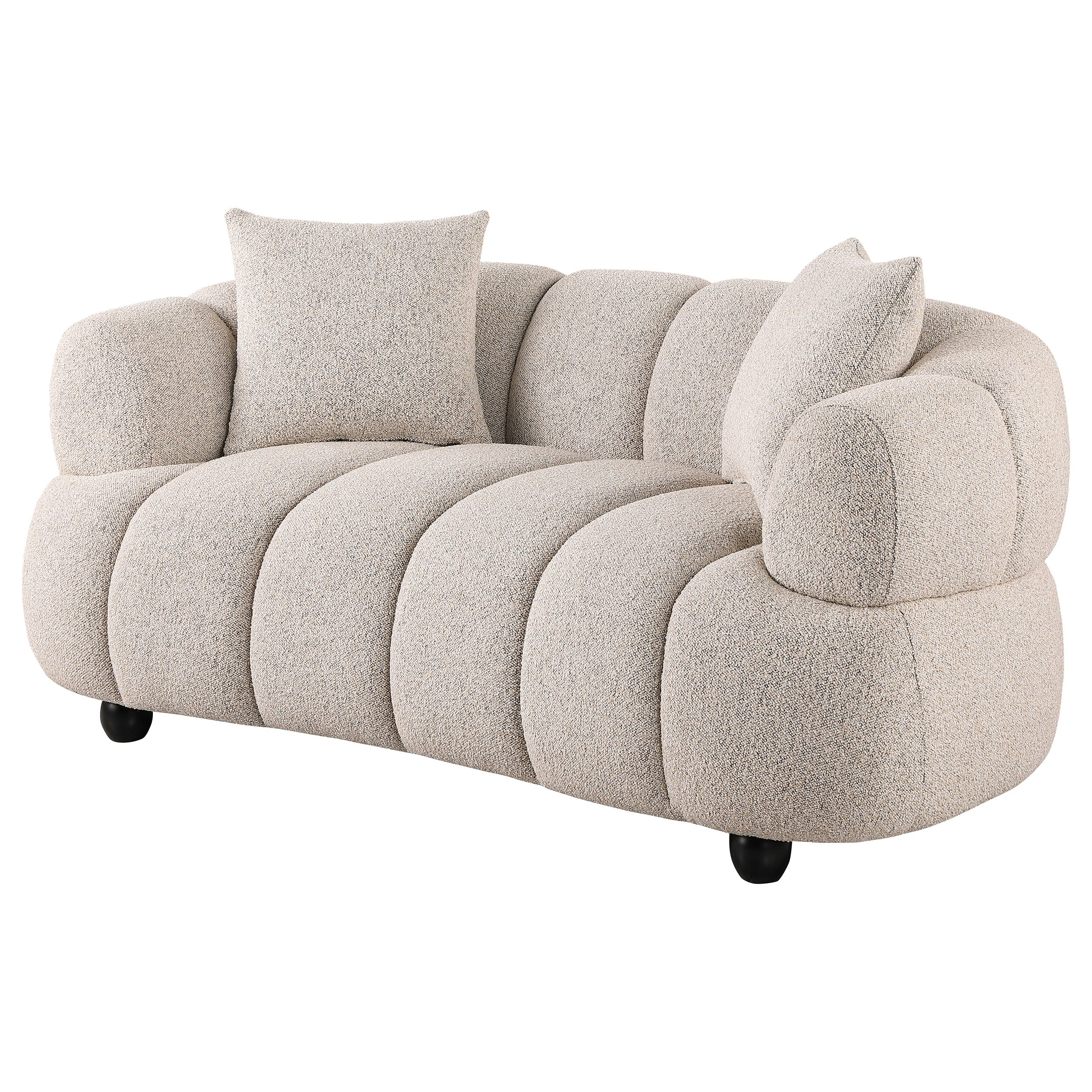 Whitney Contemporary Channel Tufted Boucle Upholstered Loveseat-