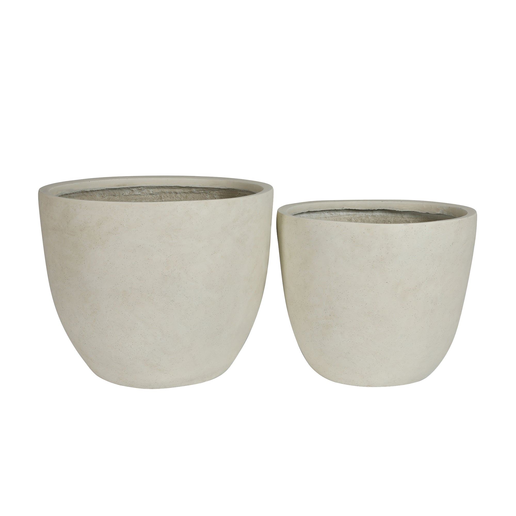 Round Concrete Planter Set of 2, Large Outdoor Indoor Handmade Rustic Decorative Planter Pots with Drainage Holes