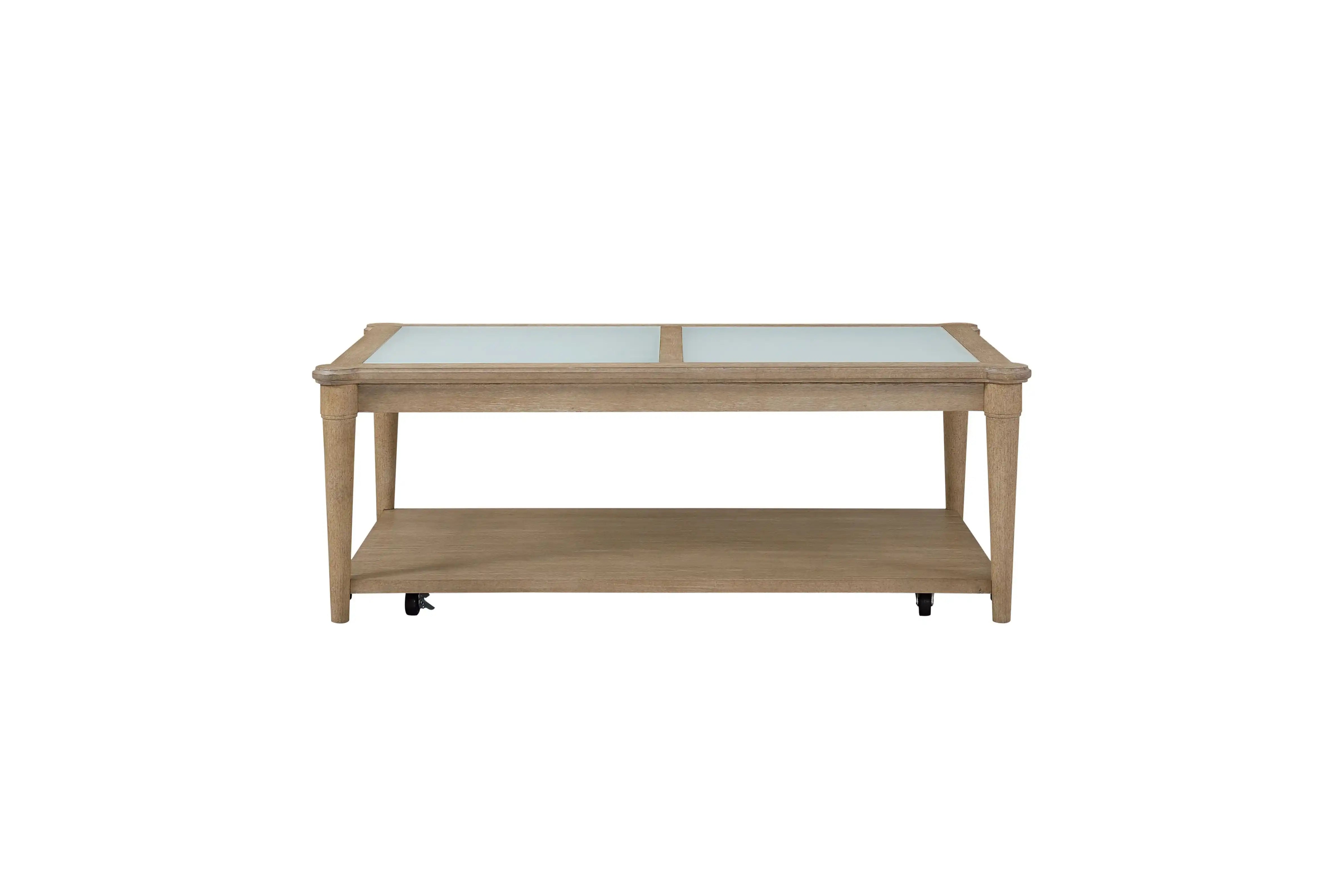Frosted Glass Top Cocktail Table With Casters - Sand - Best Buy Furniture