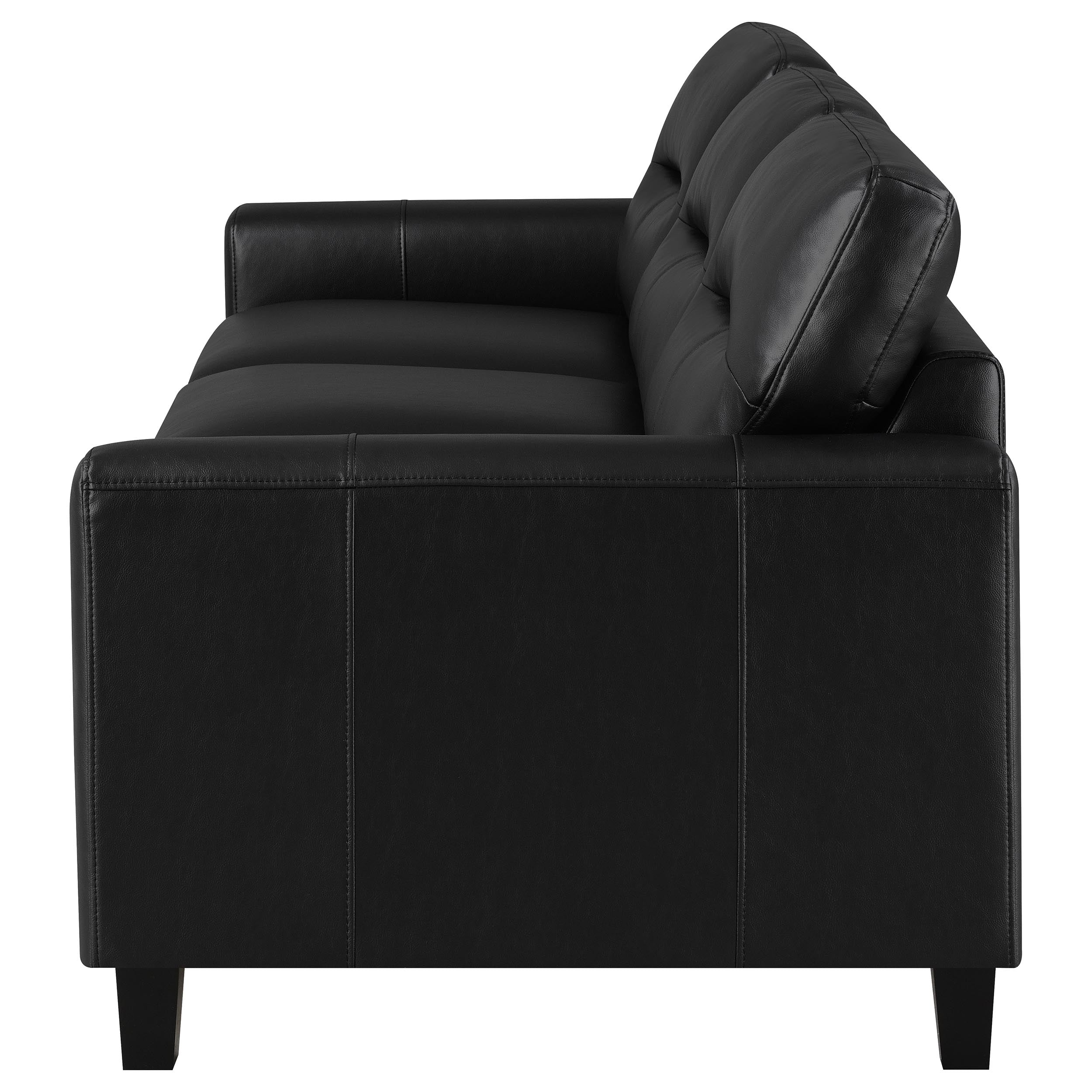Scotland Faux Leather Upholstered Track Arm Sofa Black-