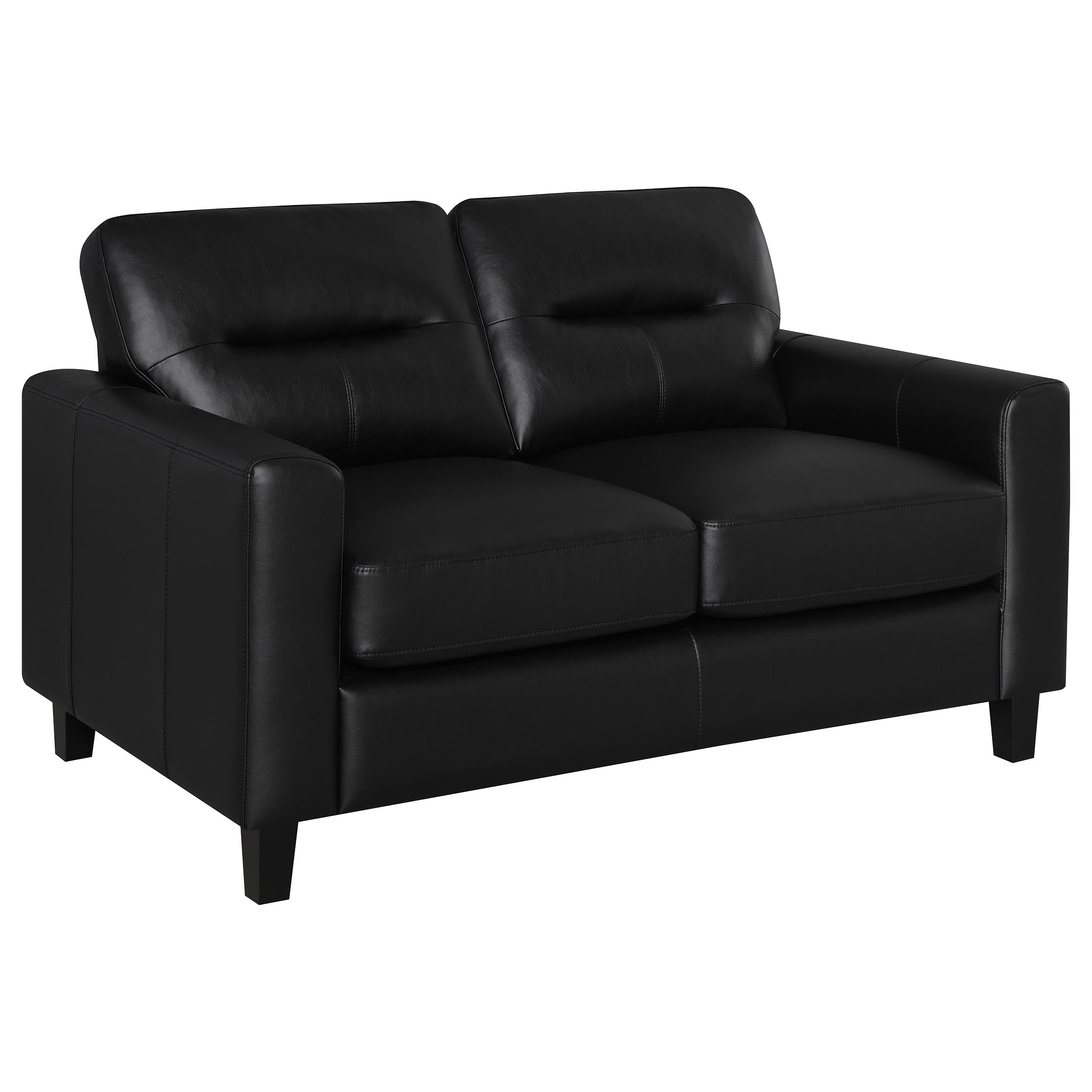 Scotland Faux Leather Upholstered Track Arm Loveseat Black-