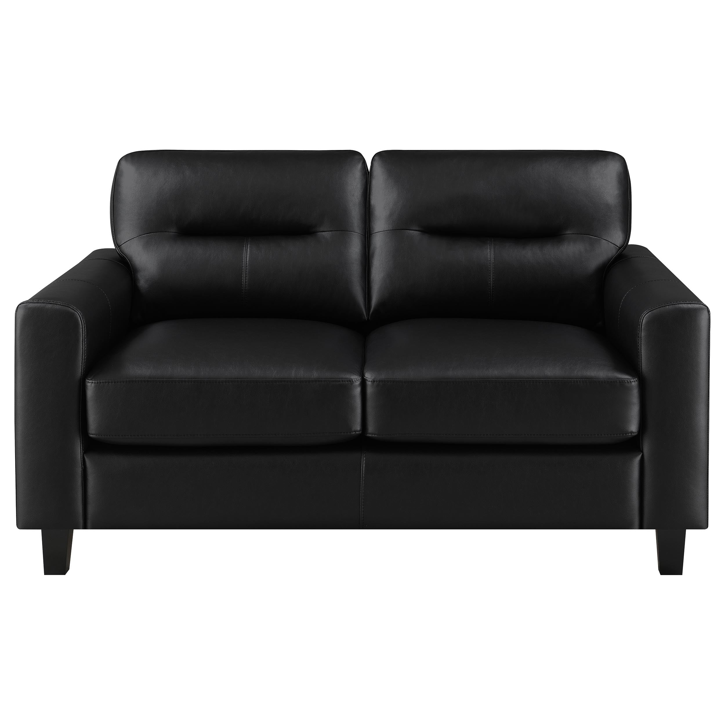 Scotland Faux Leather Upholstered Track Arm Loveseat Black-