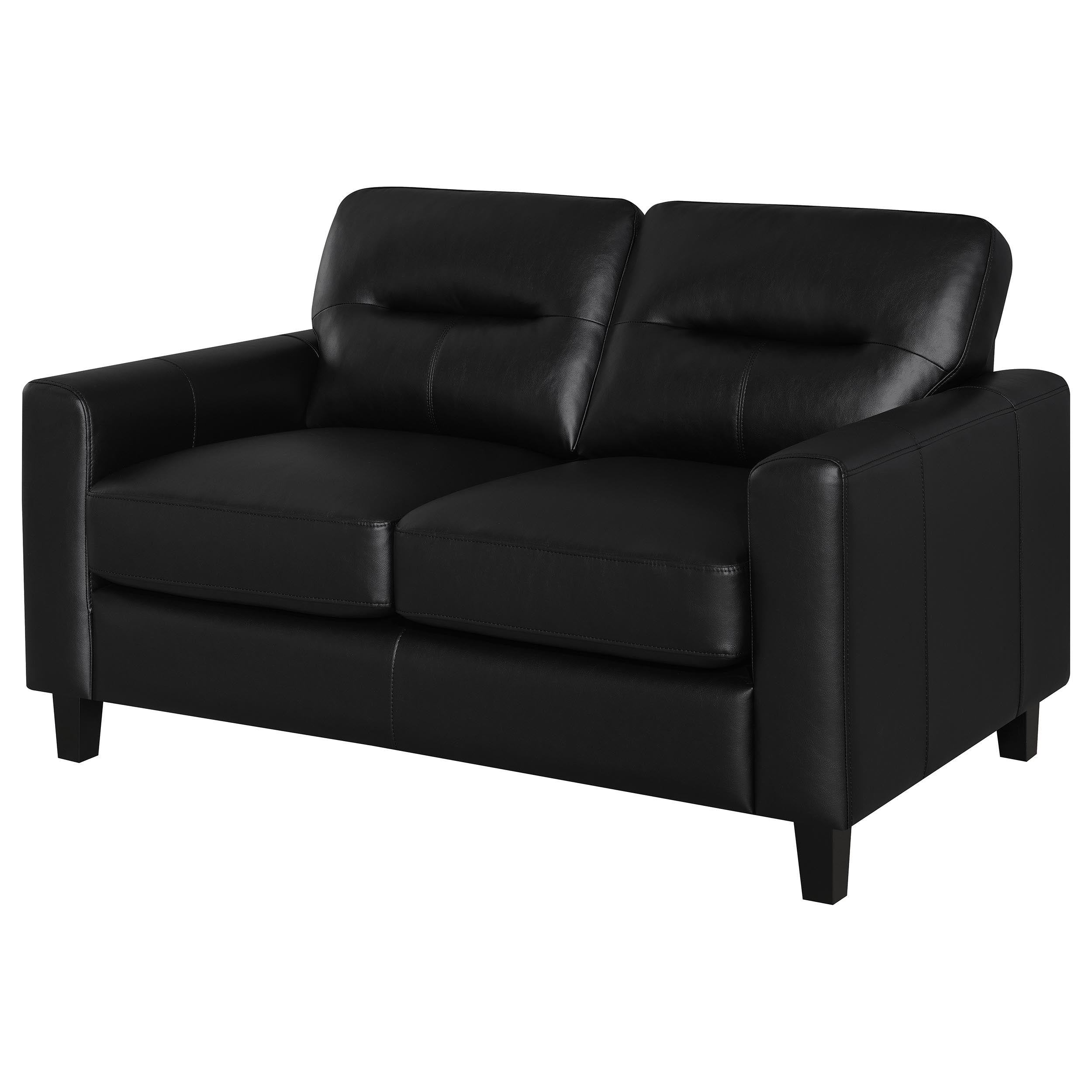 Scotland Faux Leather Upholstered Track Arm Loveseat Black-