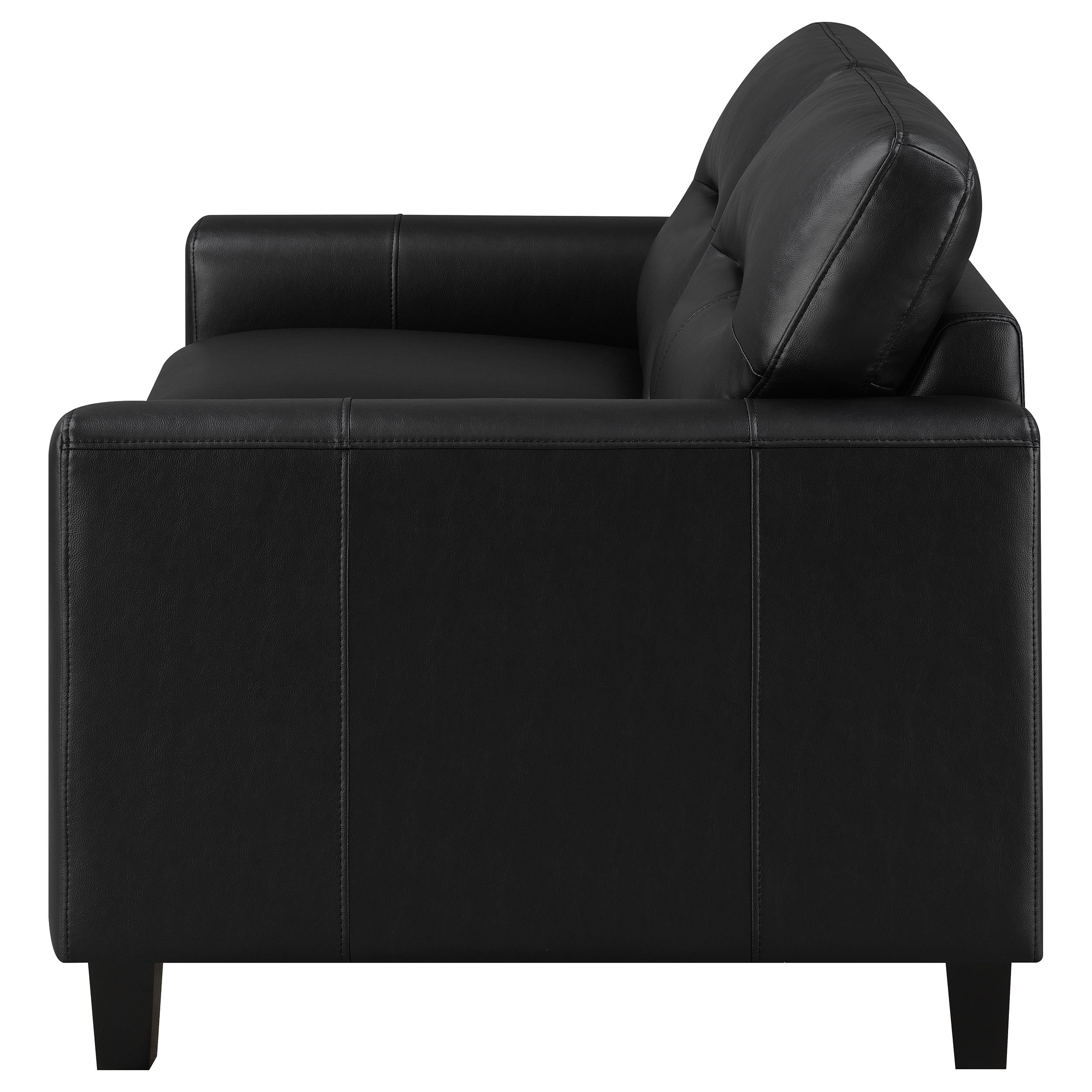Scotland Faux Leather Upholstered Track Arm Loveseat Black-