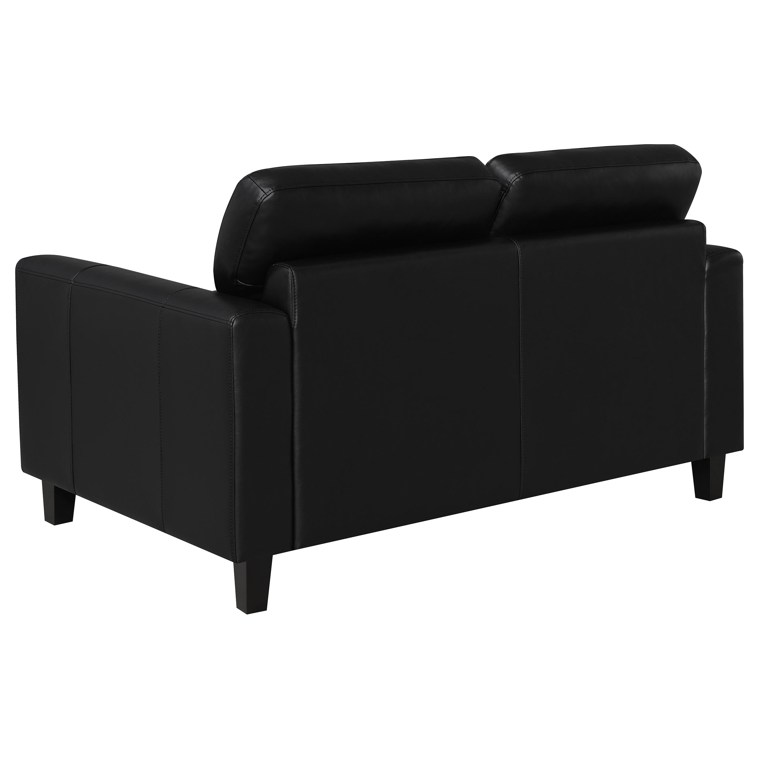 Scotland Faux Leather Upholstered Track Arm Loveseat Black-