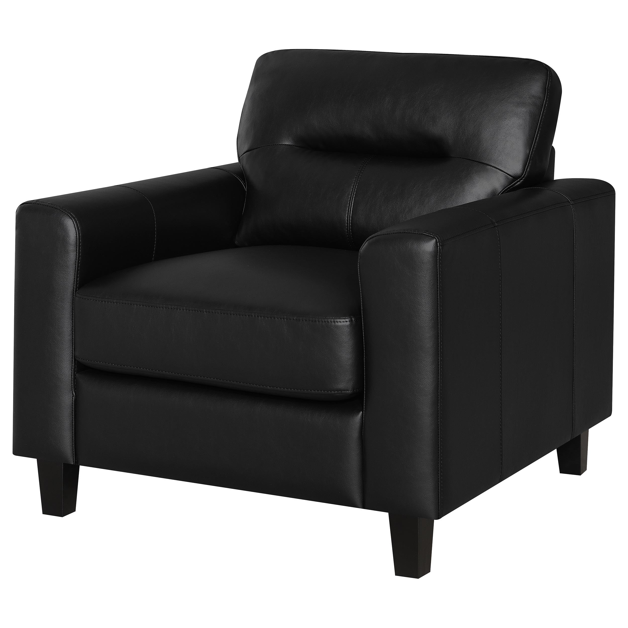 Scotland Faux Leather Upholstered Track Arm Chair Black-