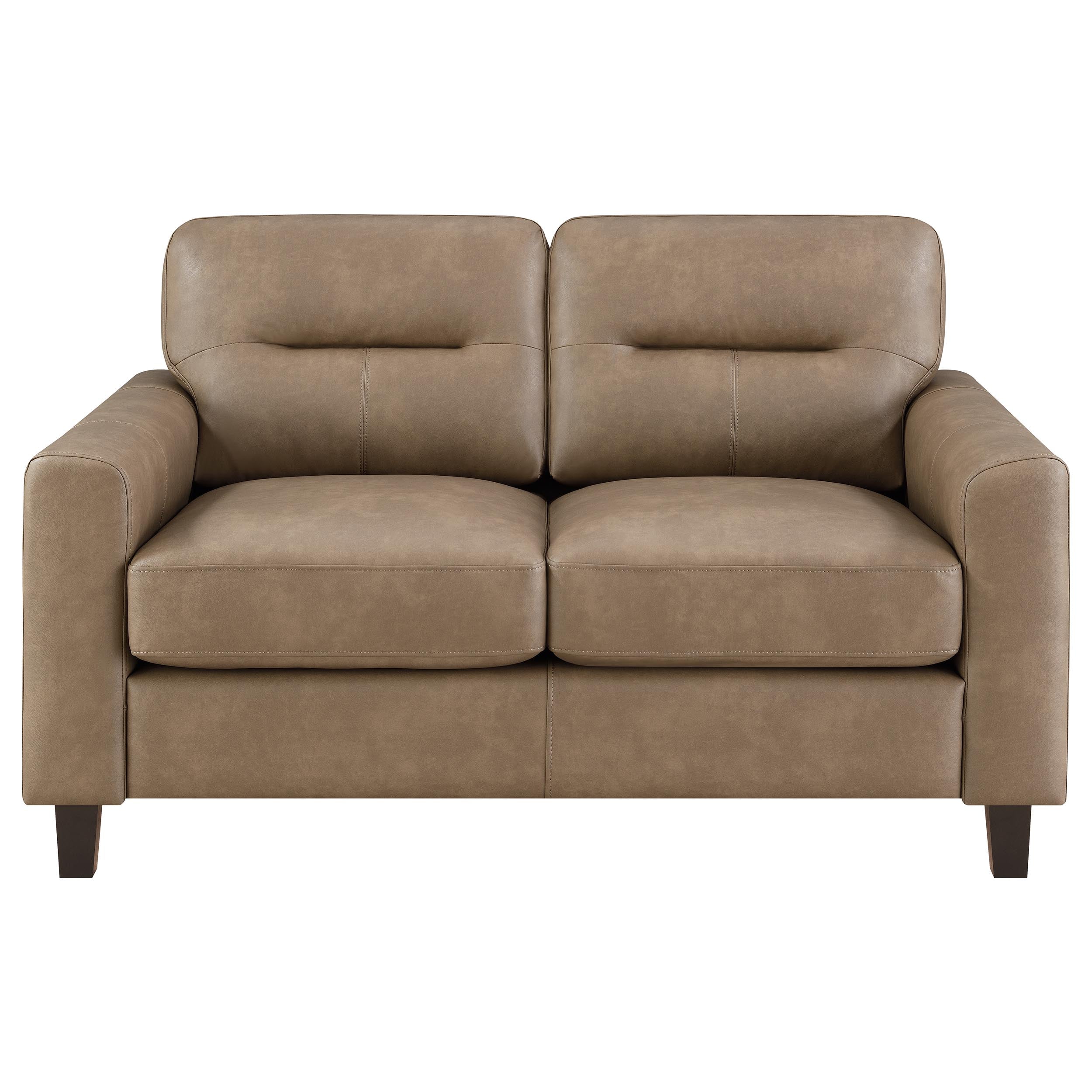 Scotland Faux Leather Upholstered Track Arm Loveseat Brown-