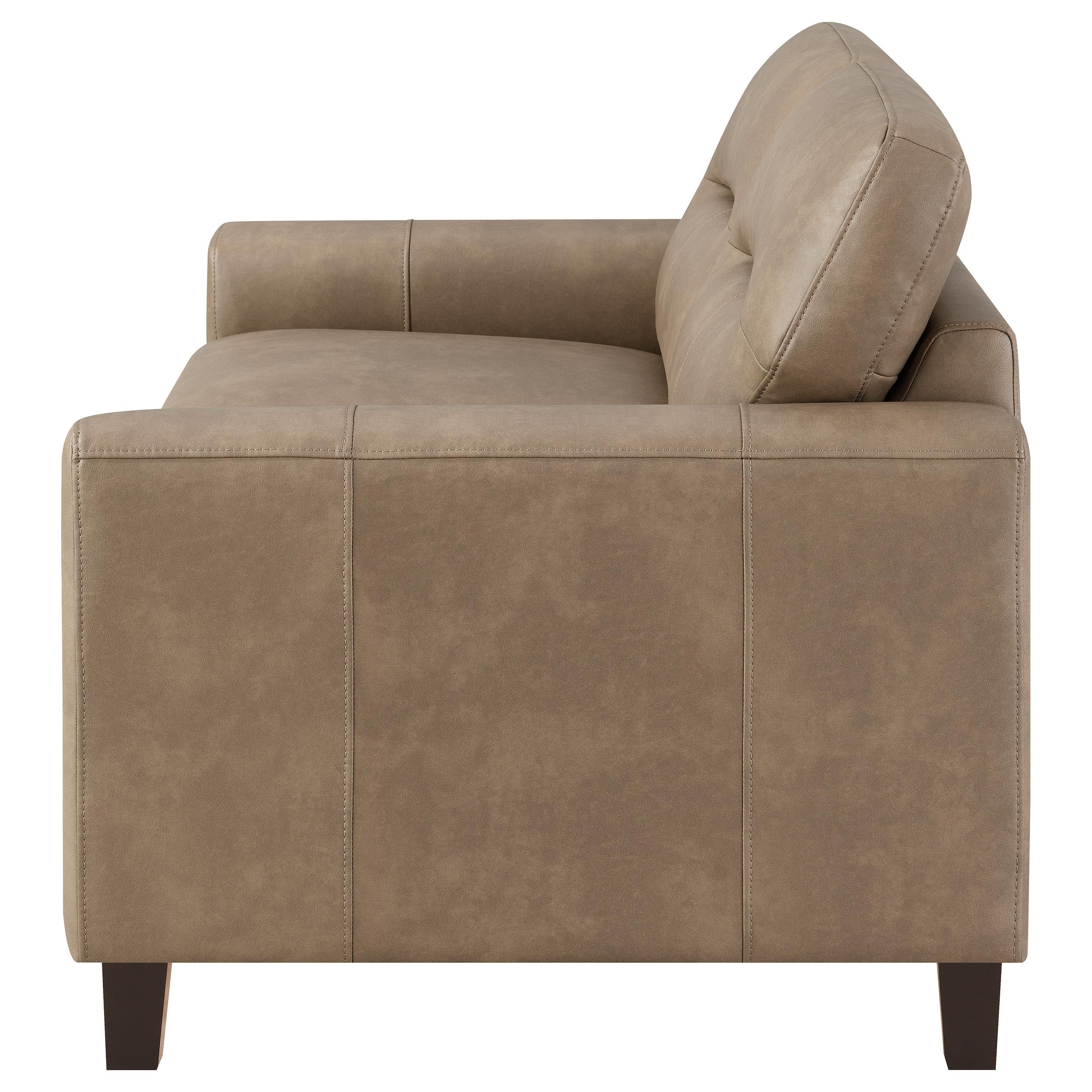 Scotland Faux Leather Upholstered Track Arm Loveseat Brown-