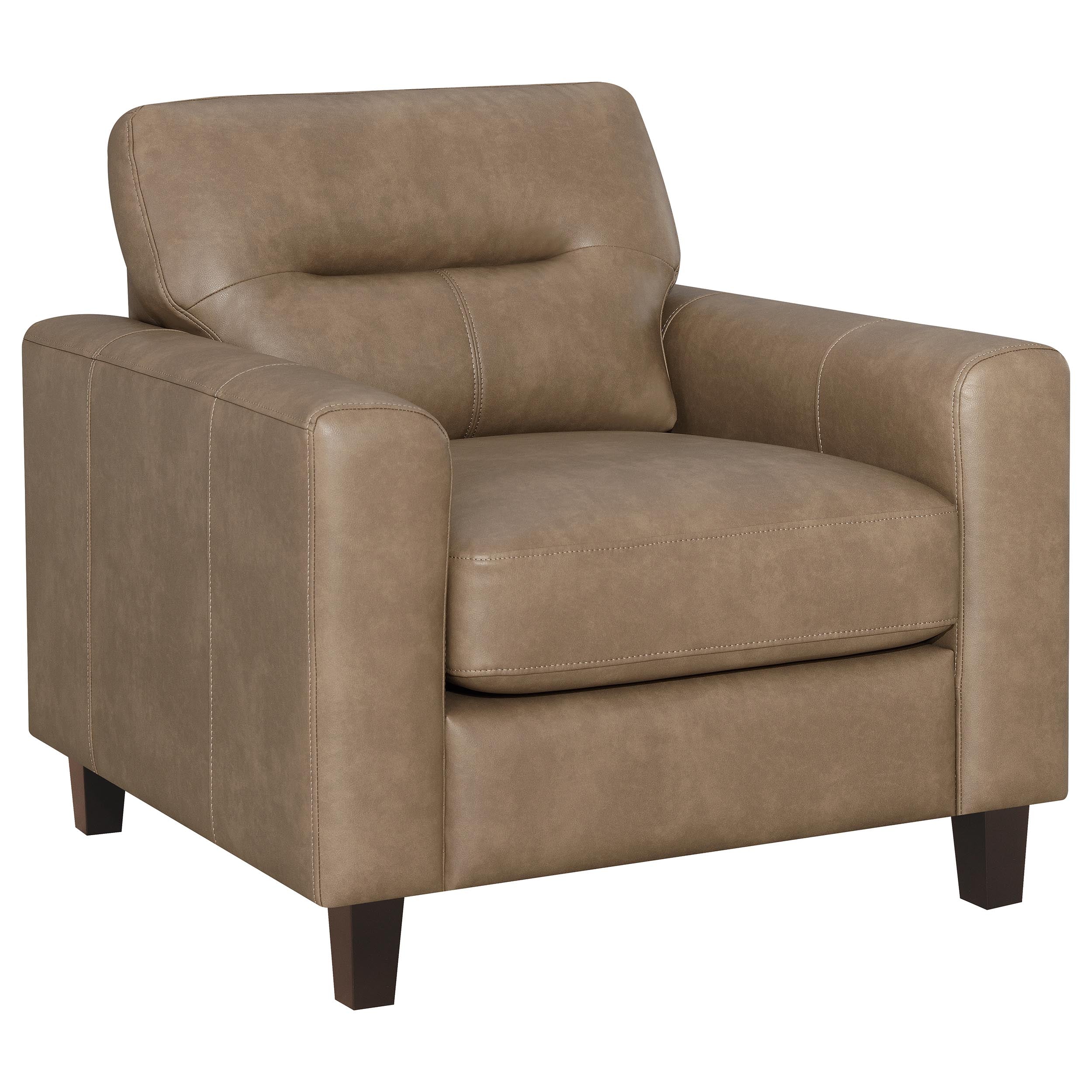 Scotland Faux Leather Upholstered Track Arm Chair Brown-