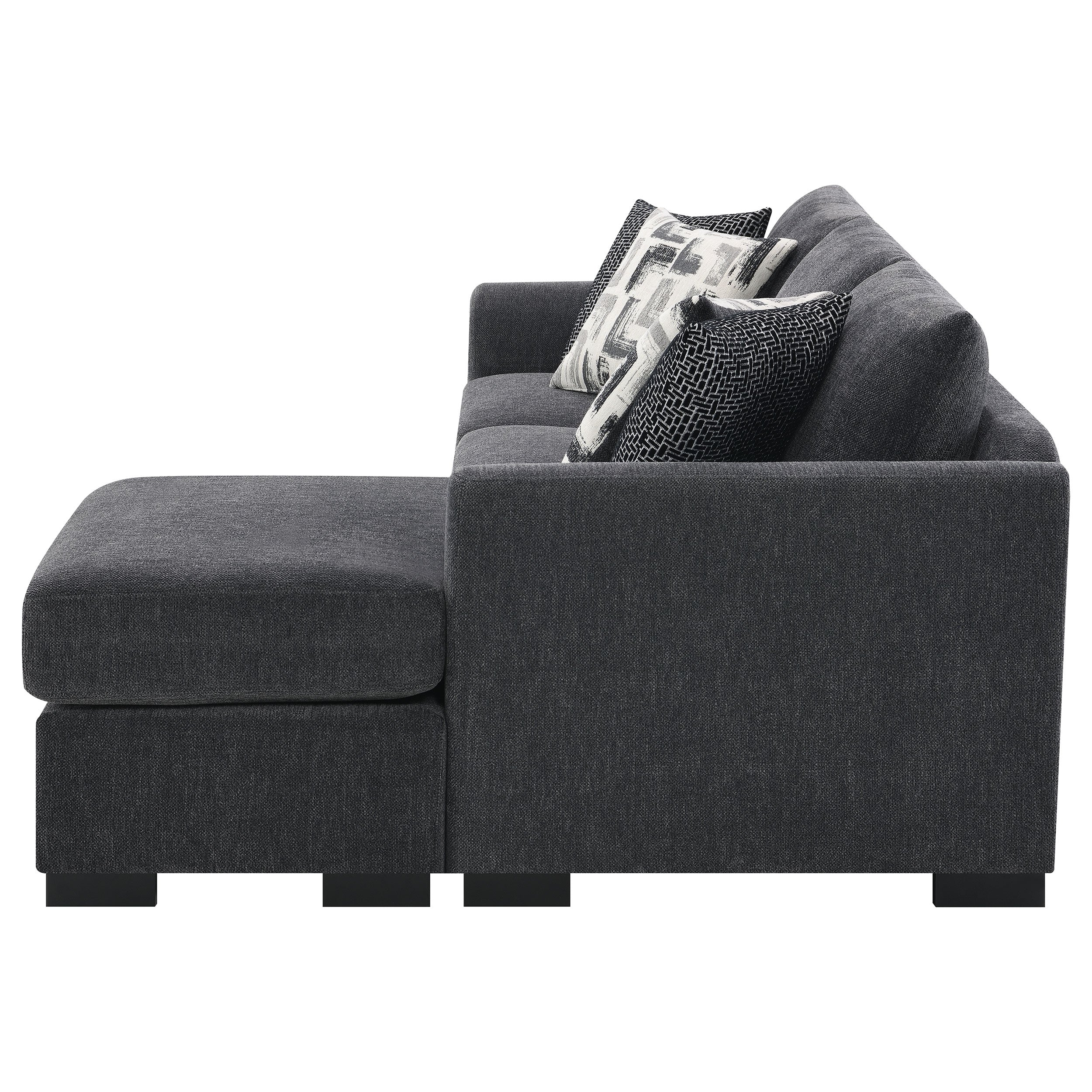 Storey Upholstered Sleeper Sectional Chaise Sofa Dark Grey-