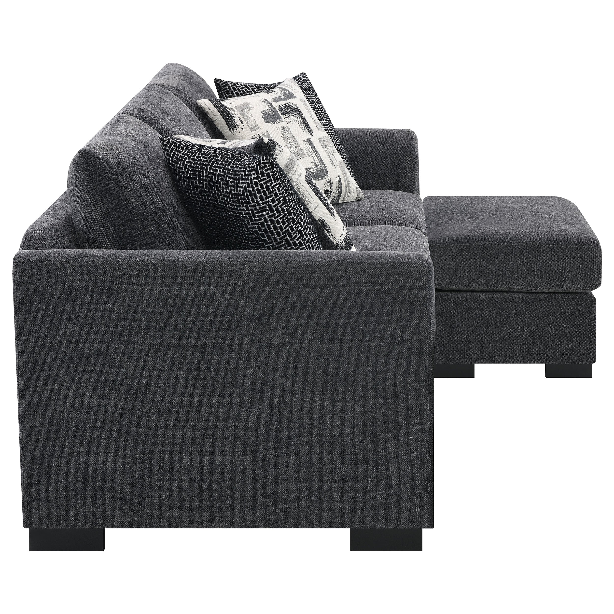 Storey Upholstered Sleeper Sectional Chaise Sofa Dark Grey-