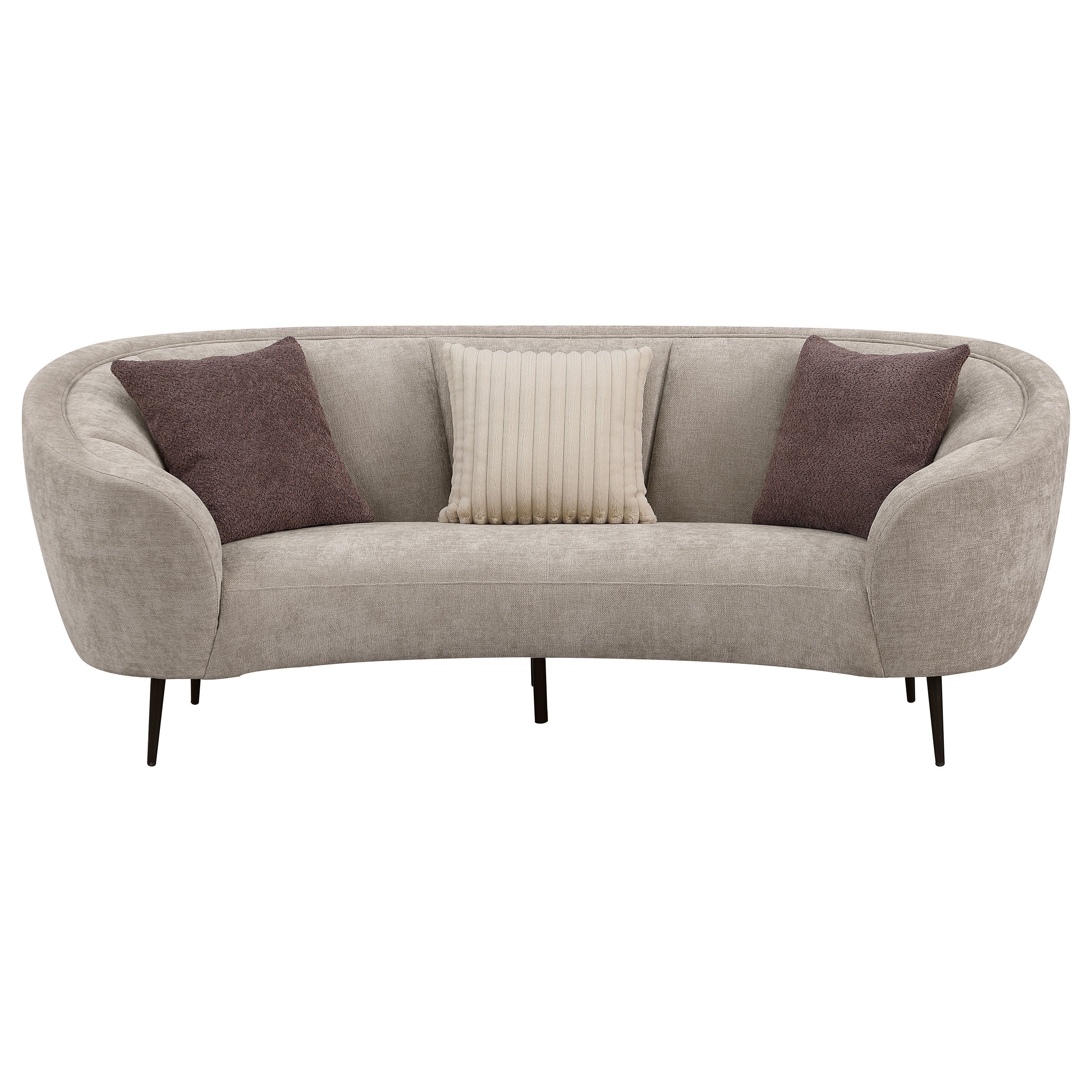 Ellorie Upholstered Channel Back Curved Sofa Beige-