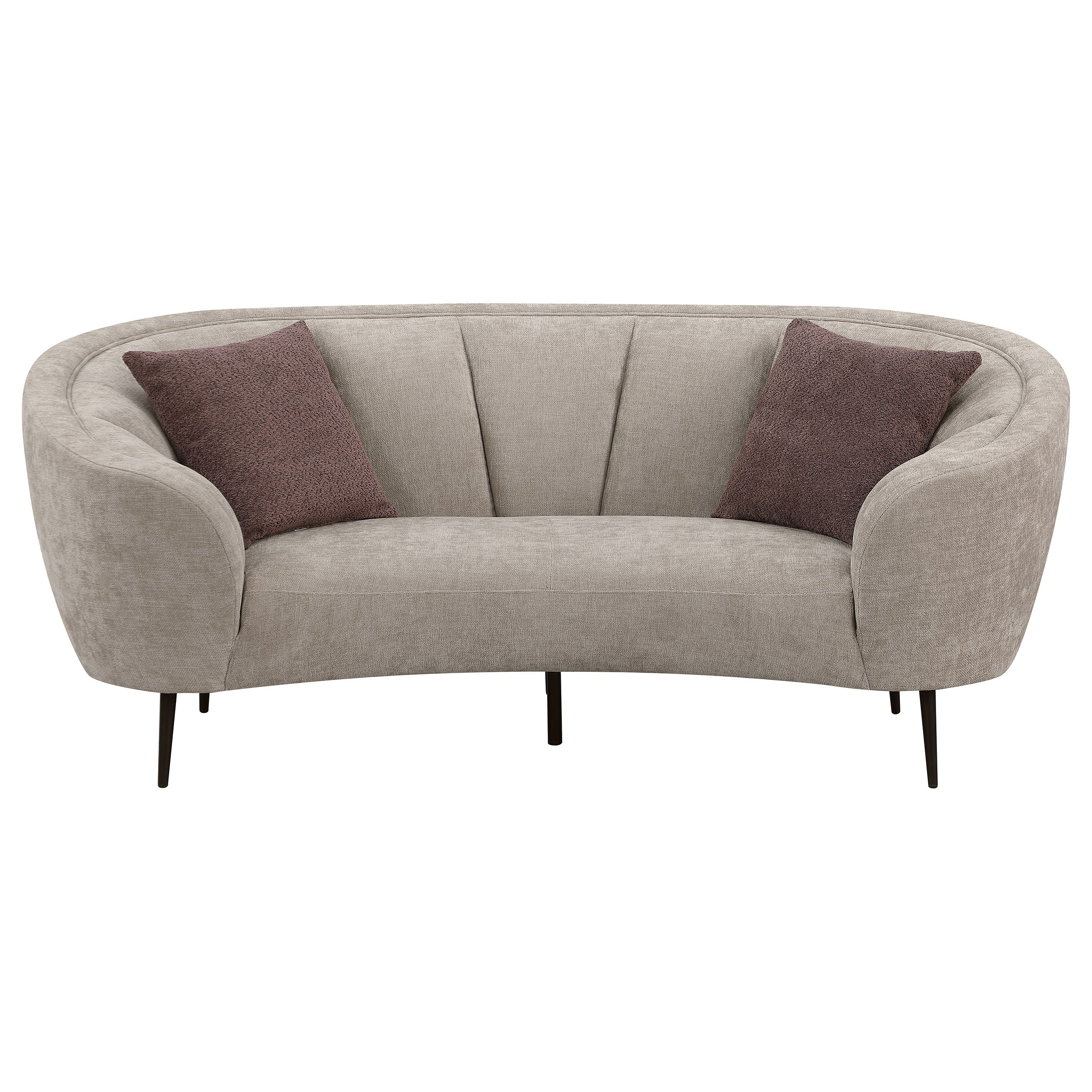 Ellorie Upholstered Channel Back Curved Loveseat Beige-