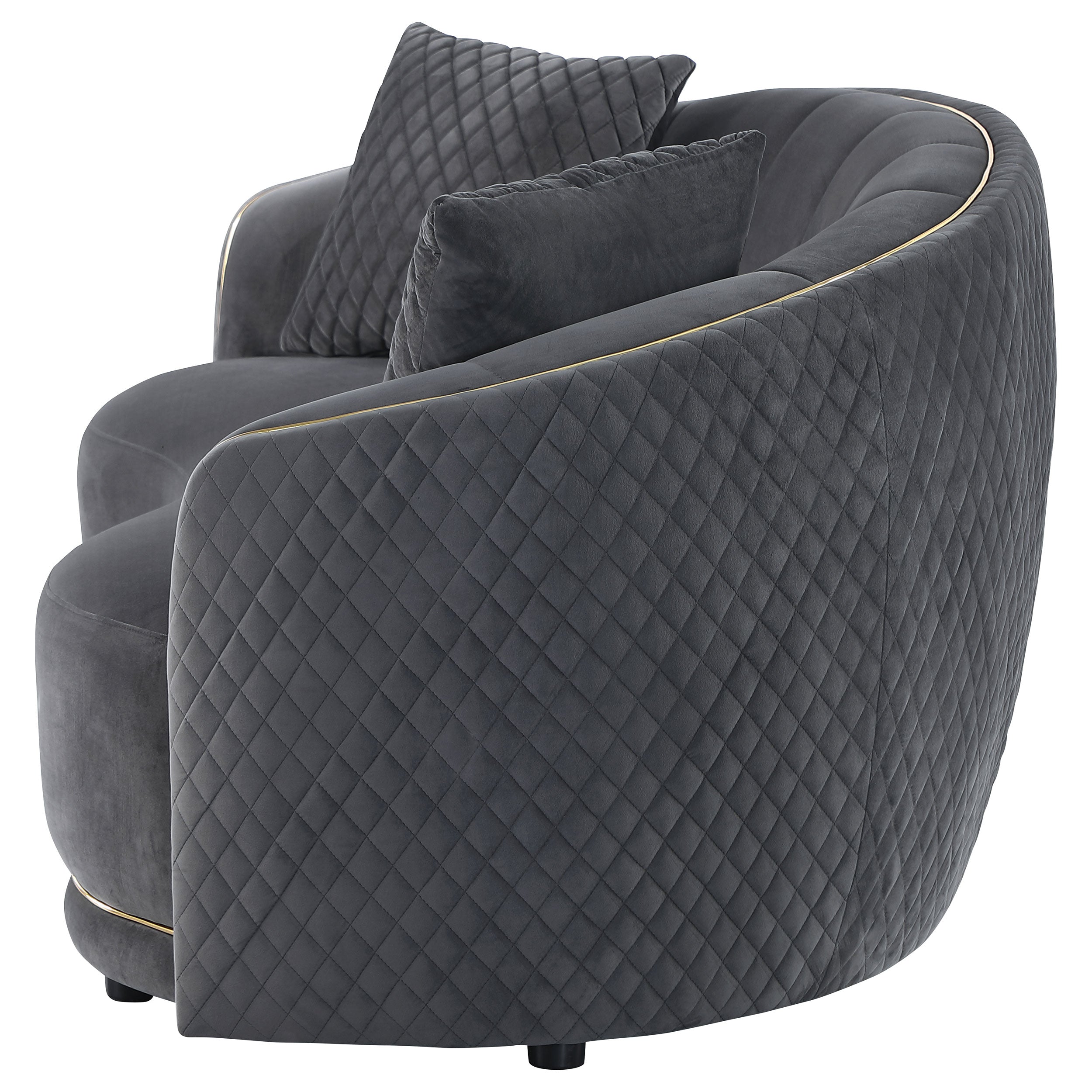 Brookside Velvet Upholstered Curved Loveseat Dark Grey-