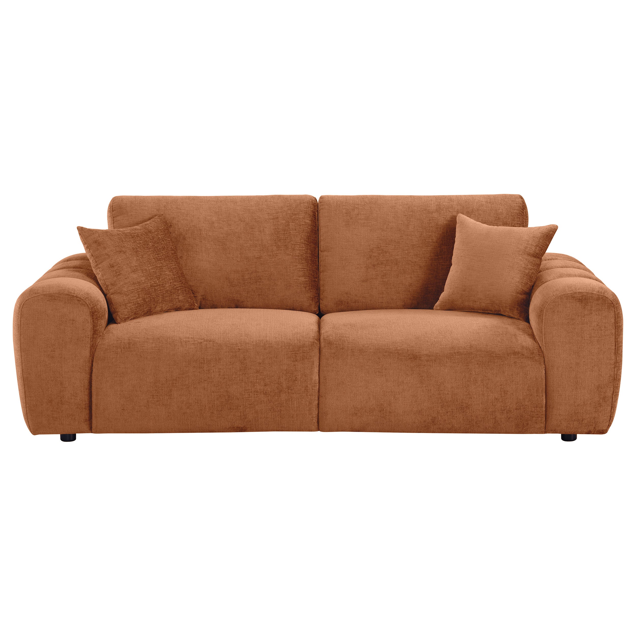 Burnett Chenille Upholstered Wide Arm Sofa Burnt Orange-